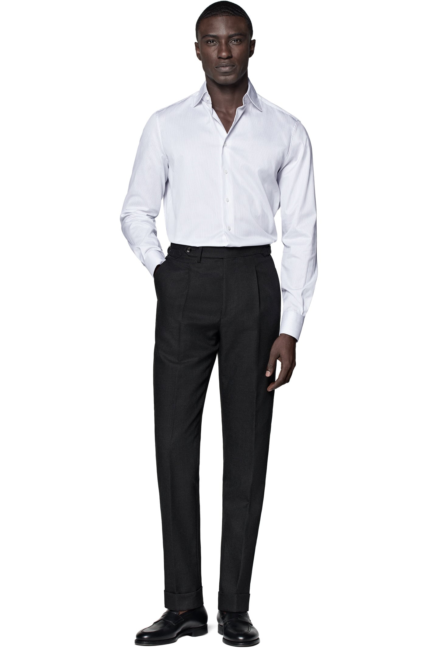 TRAVELLER PINSTRIPE FORMAL SHIRTS WHITE 5