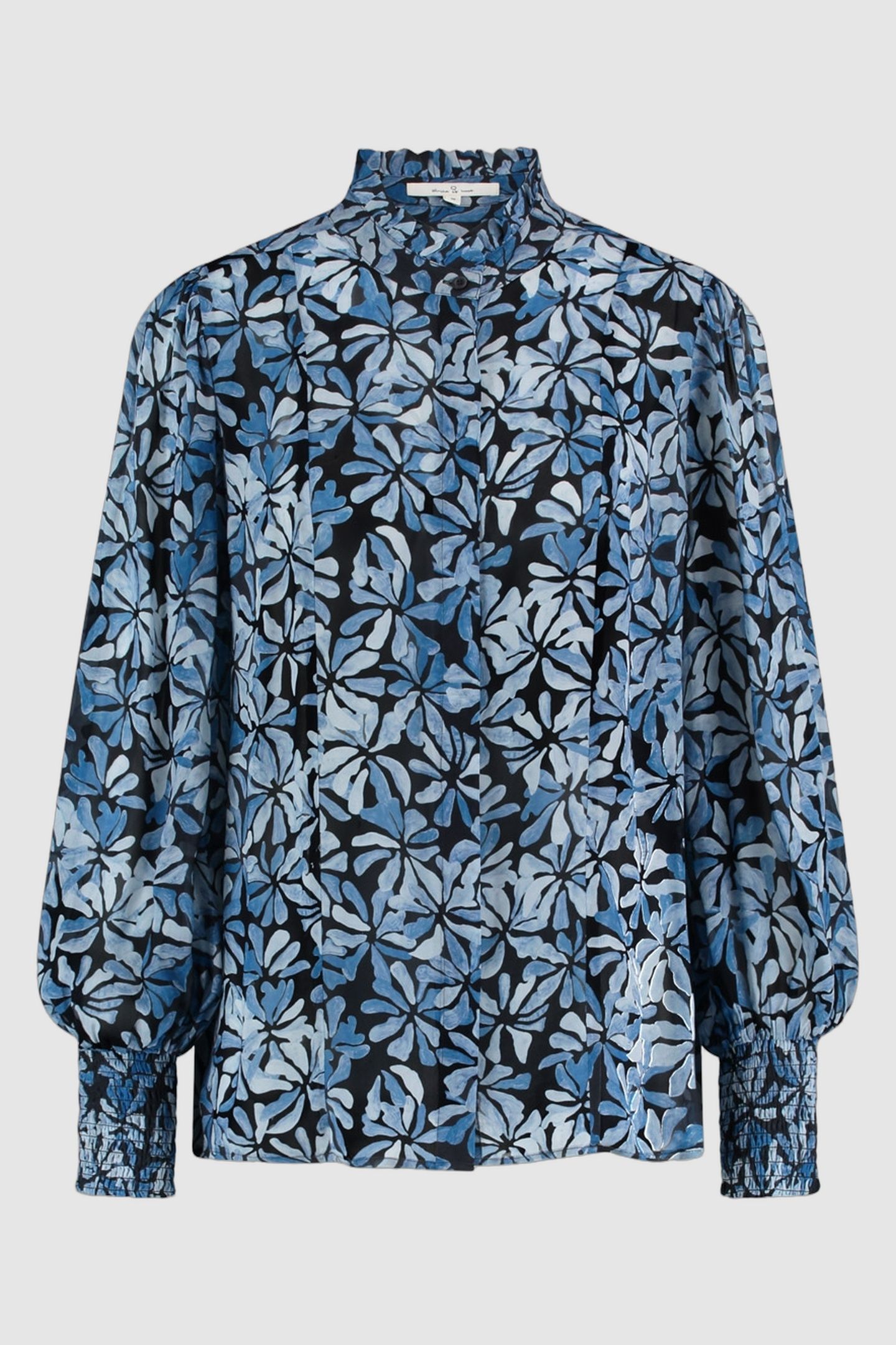 GRACE BLOUSE AQUA LEAVES 1