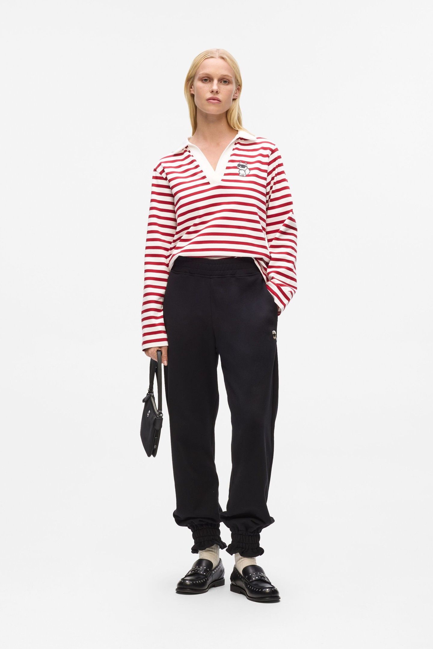 IKON SKETCH STRIPE LONGSLEEVE POLO SCARLET SAGE-CREAM 4