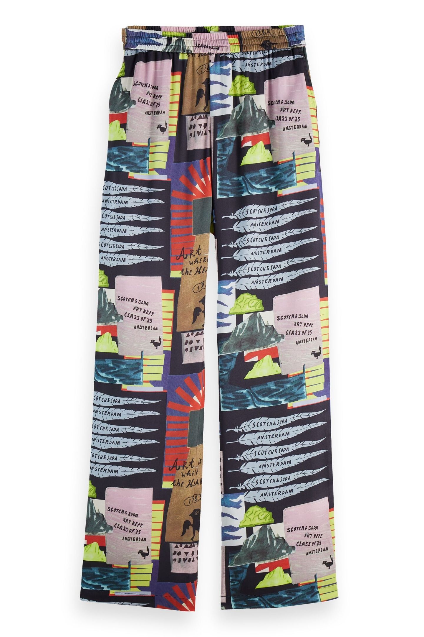 GIA - MID RISE WIDE LEG ELASTICATED TROUSERS ART DEPT COLLAG 5