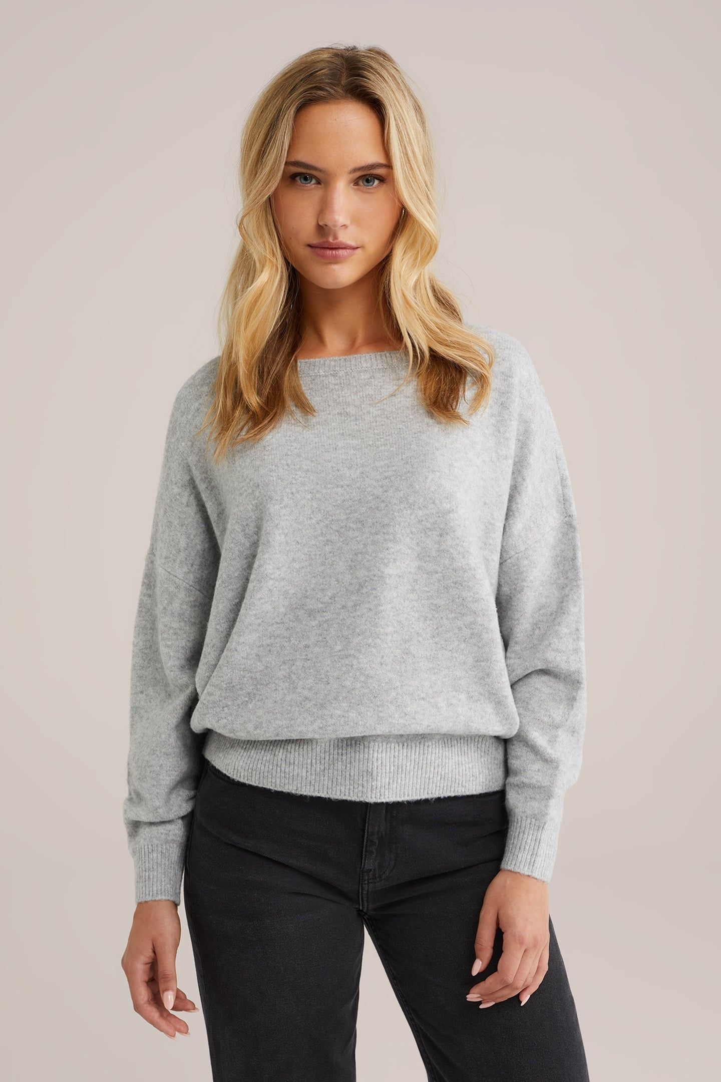 KNITTED PULLOVER BLENDED LIGHT GREY 1