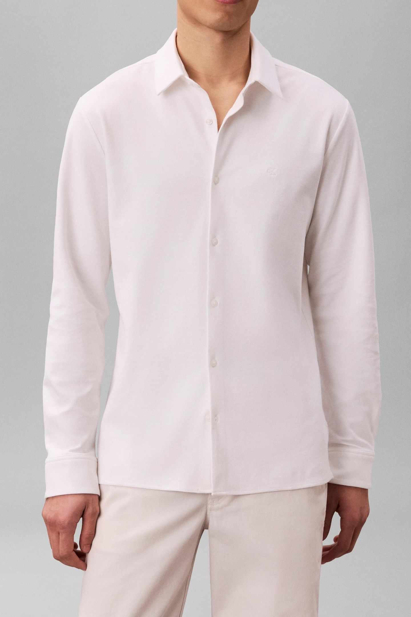 LS CASUAL PIQUE SLIM SHIRT BRILLIANT WHITE 1
