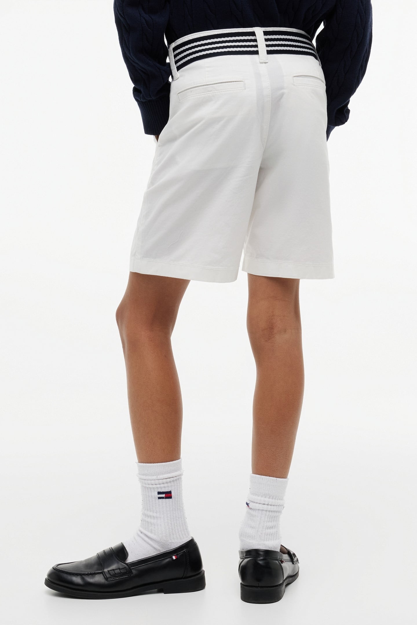 BOYS BAGGY CHINO BELTED SHORTS WHITE 3