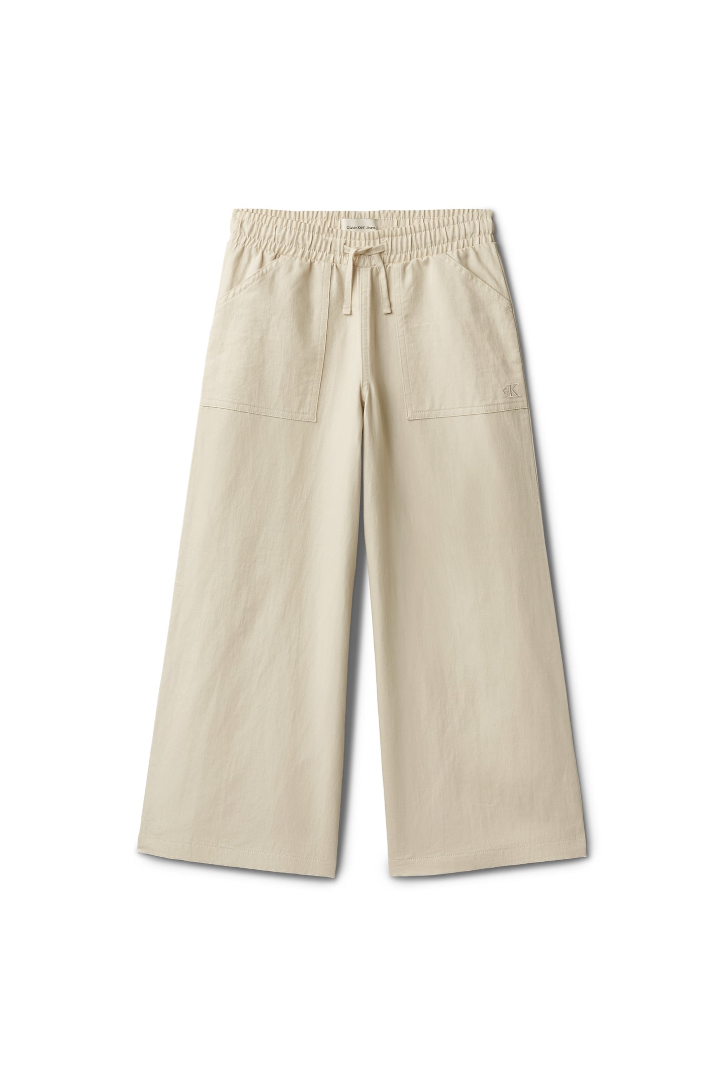 GIRLS WIDE LEG LINEN PANTS OATMEAL 5