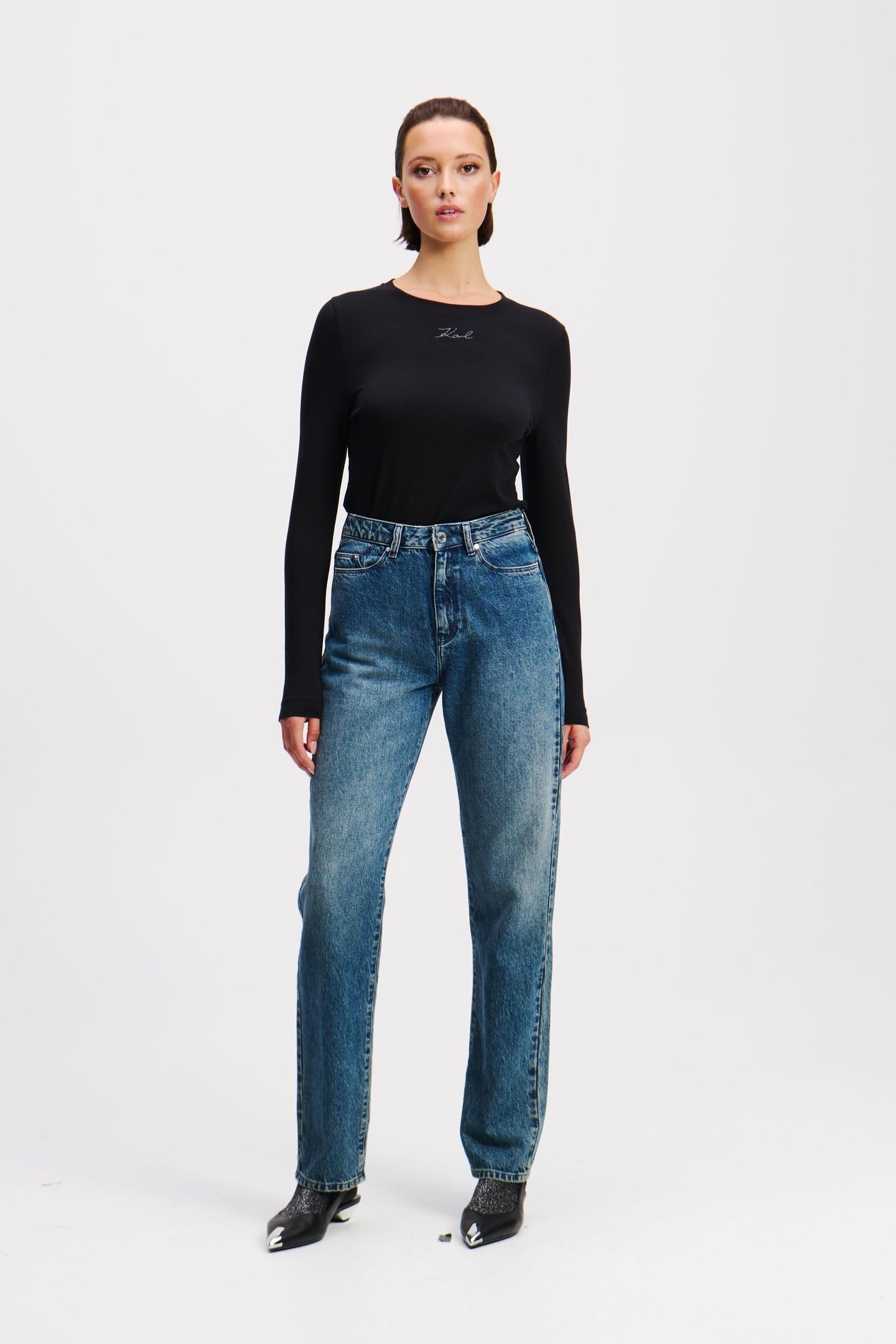STRAIGHT LEG DENIM PANTS DARK BLUE 7