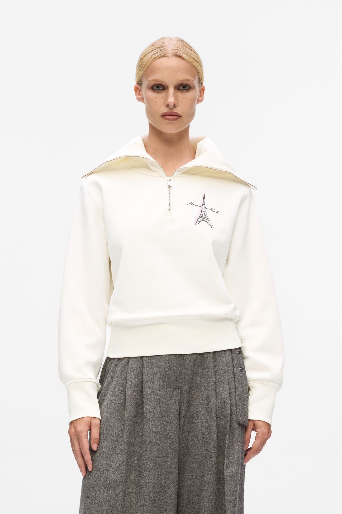 PARIS SKETCH EIFFEL HALF ZIP CANNOLI CREAM 5