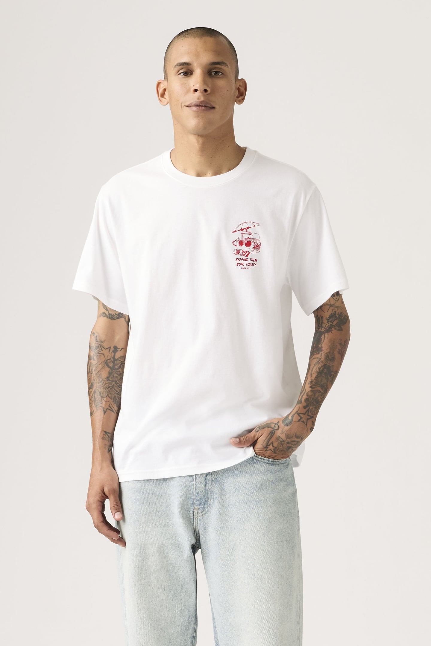 SS RELAXED FIT TEE LS FRESH WHITE PLUS 1
