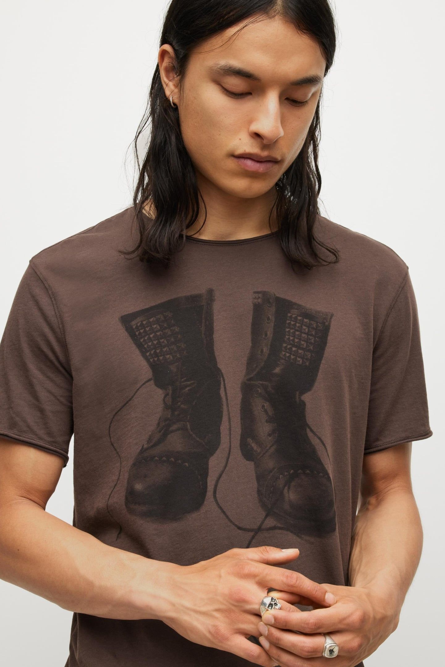 SS RAW EDGE TEE VINTAGE W MOCHA 1