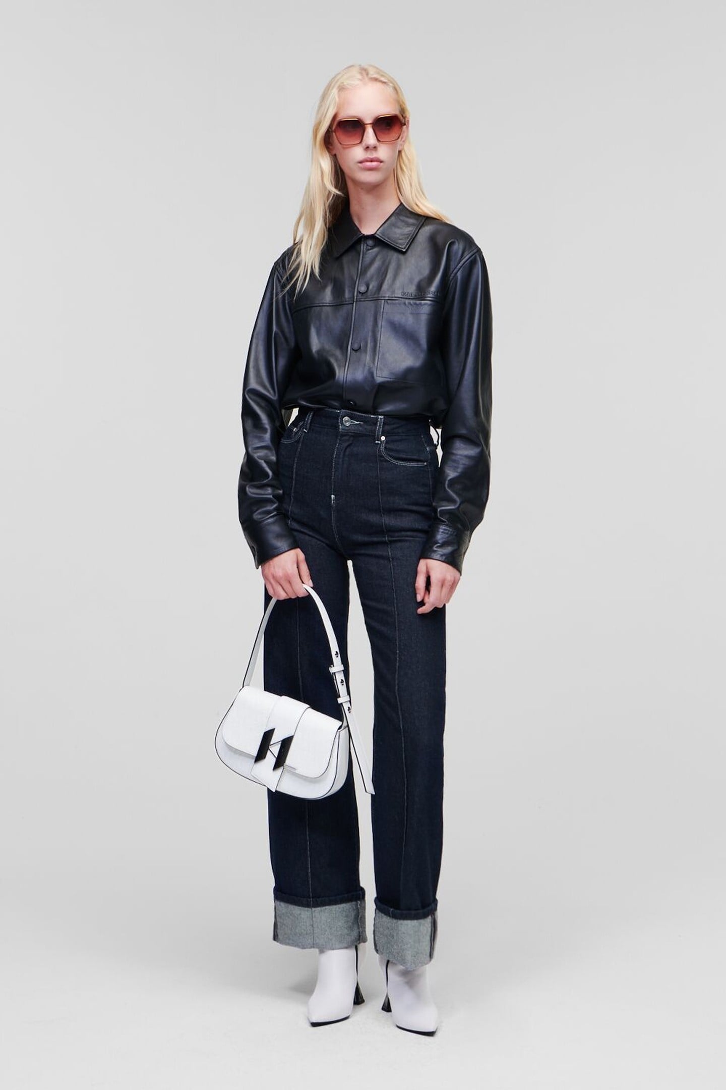 WIDE LEG DENIM W/ PIN-TUCK DARK GREY 6