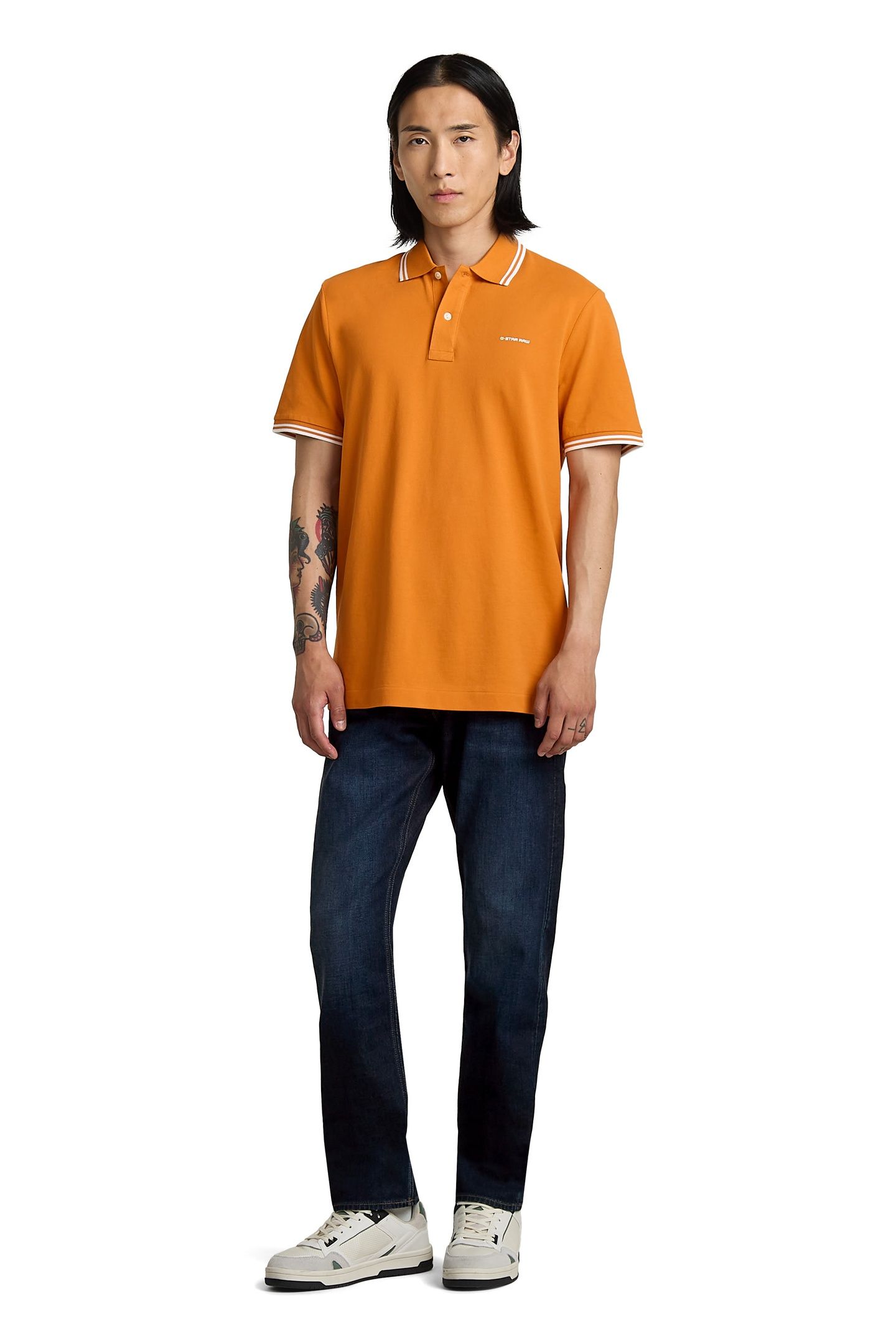 CHEST LOGO STRIPED POLO ORANGE 1