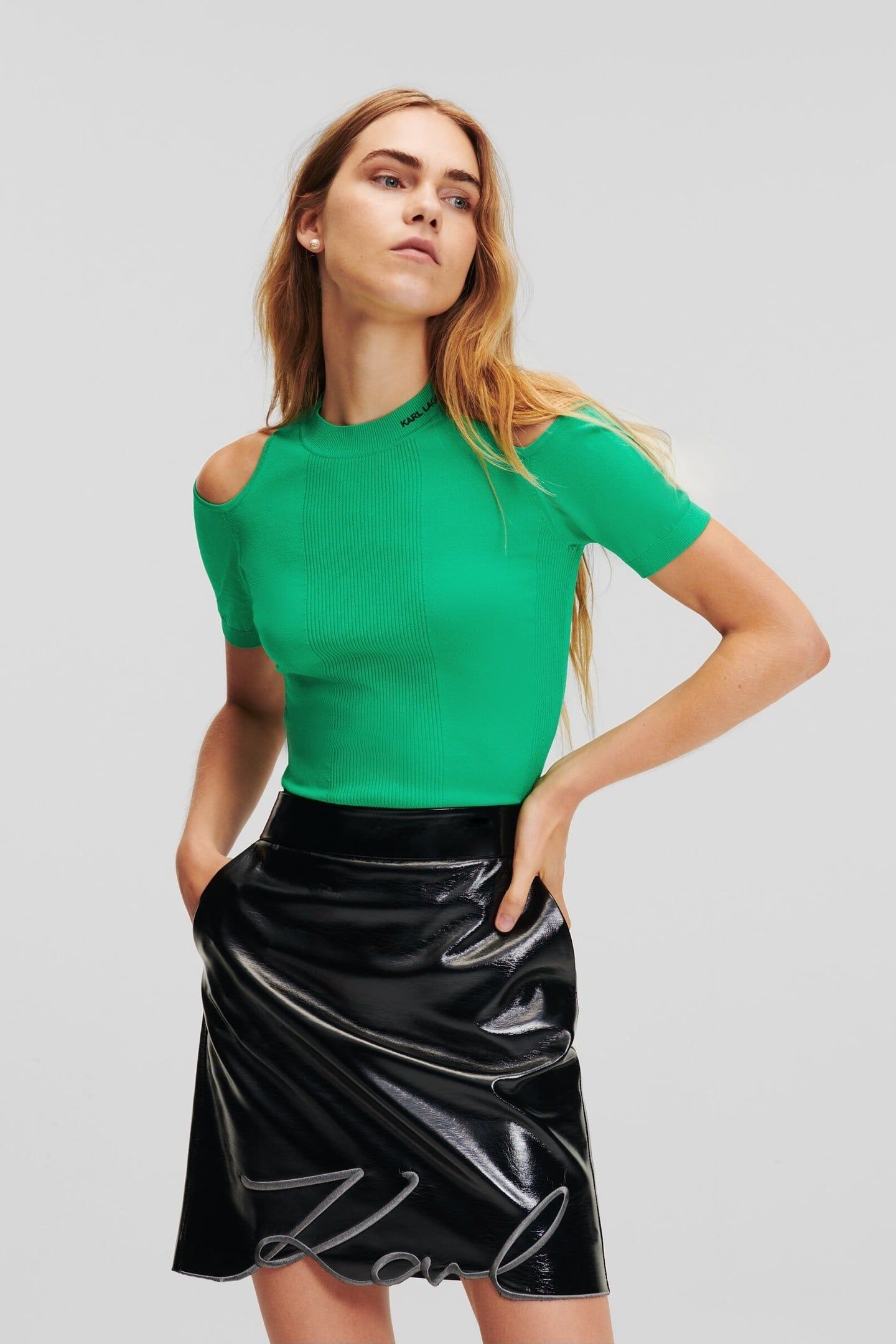 KNIT FASHION TOP BRIGHT GREEN 1
