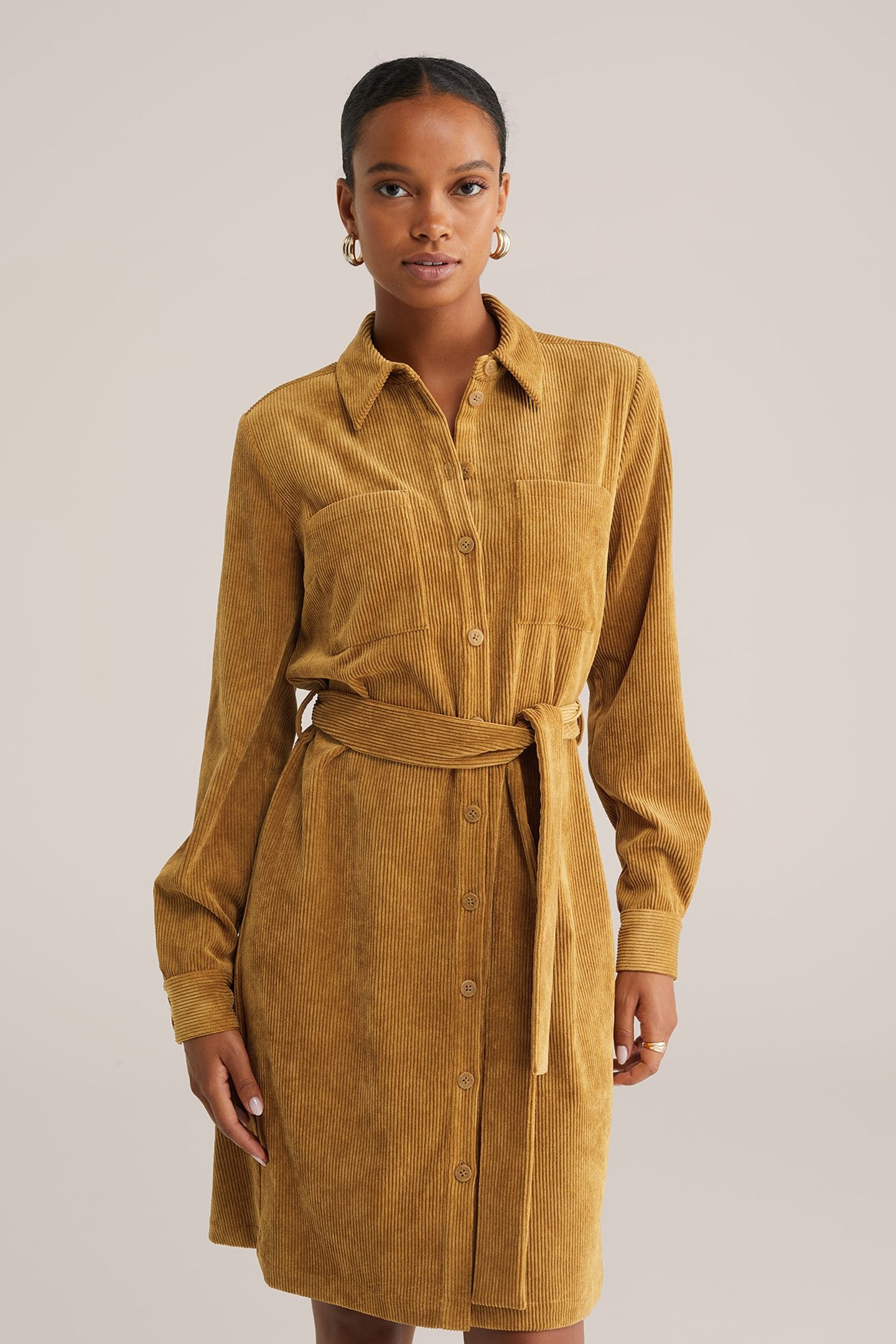 DRESS MID LENGTH OCHRE YELLOW 3