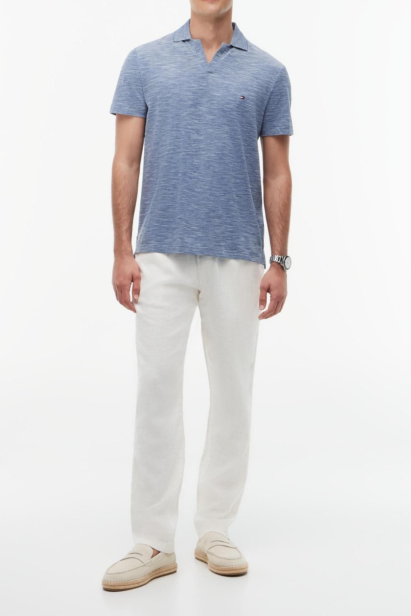 SLUB OXFORD PIQUE POLO BLUE JEAN/WHITE 3
