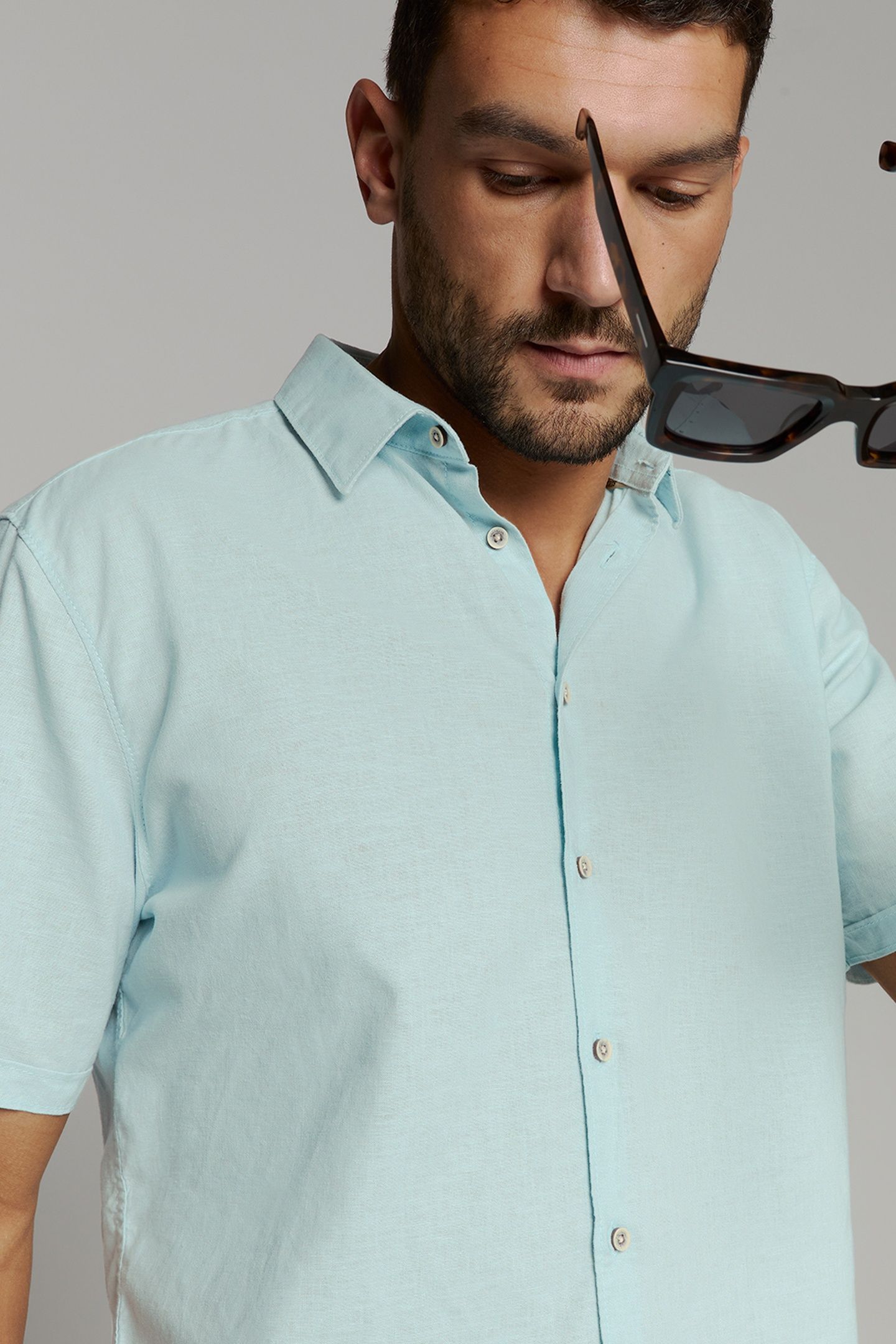 SHIRT SHORT SLEEVE SOLID WITH LINEN ICE 3