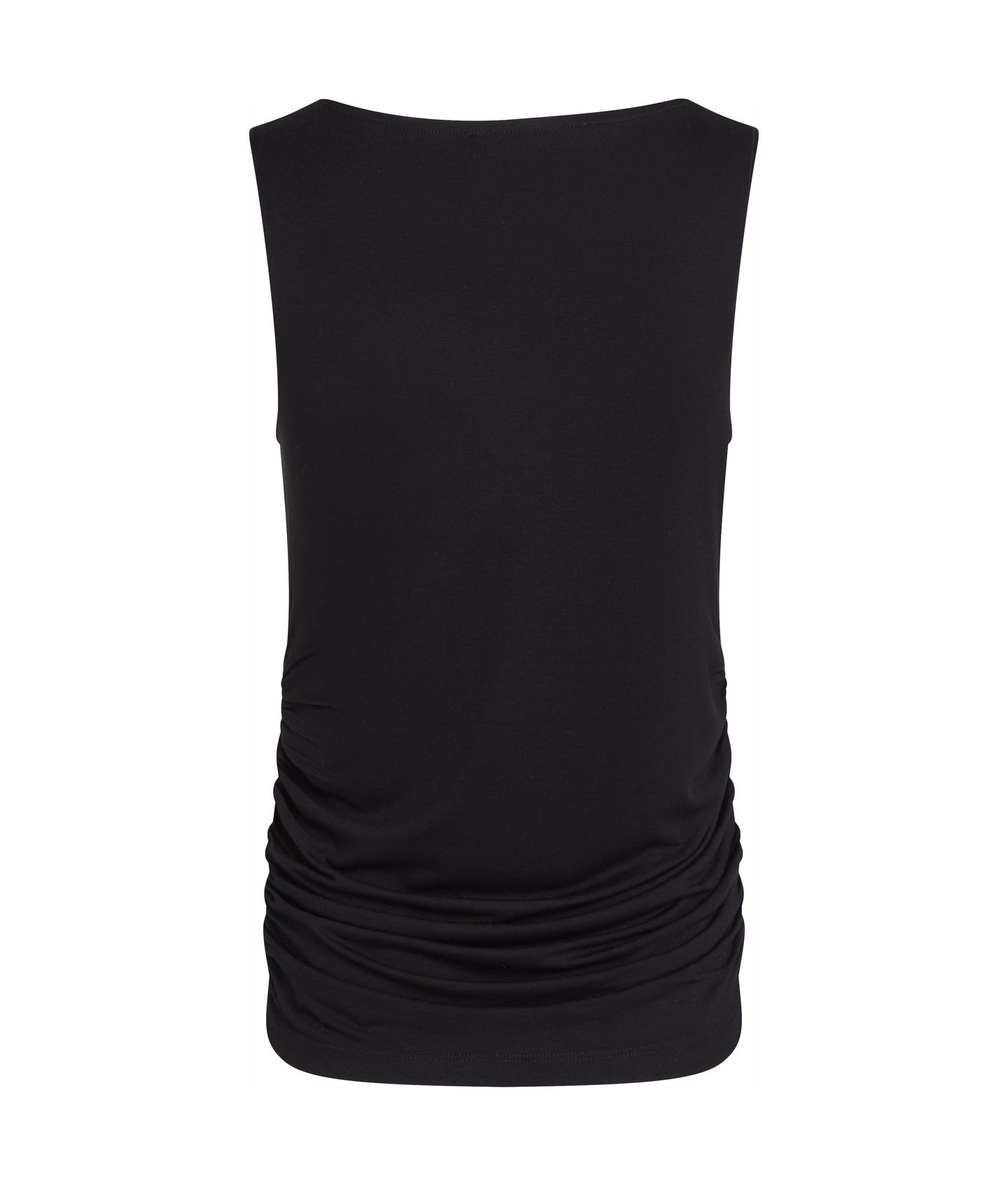 BOAT NECK RUCHED DETAIL TOP BLACK 2