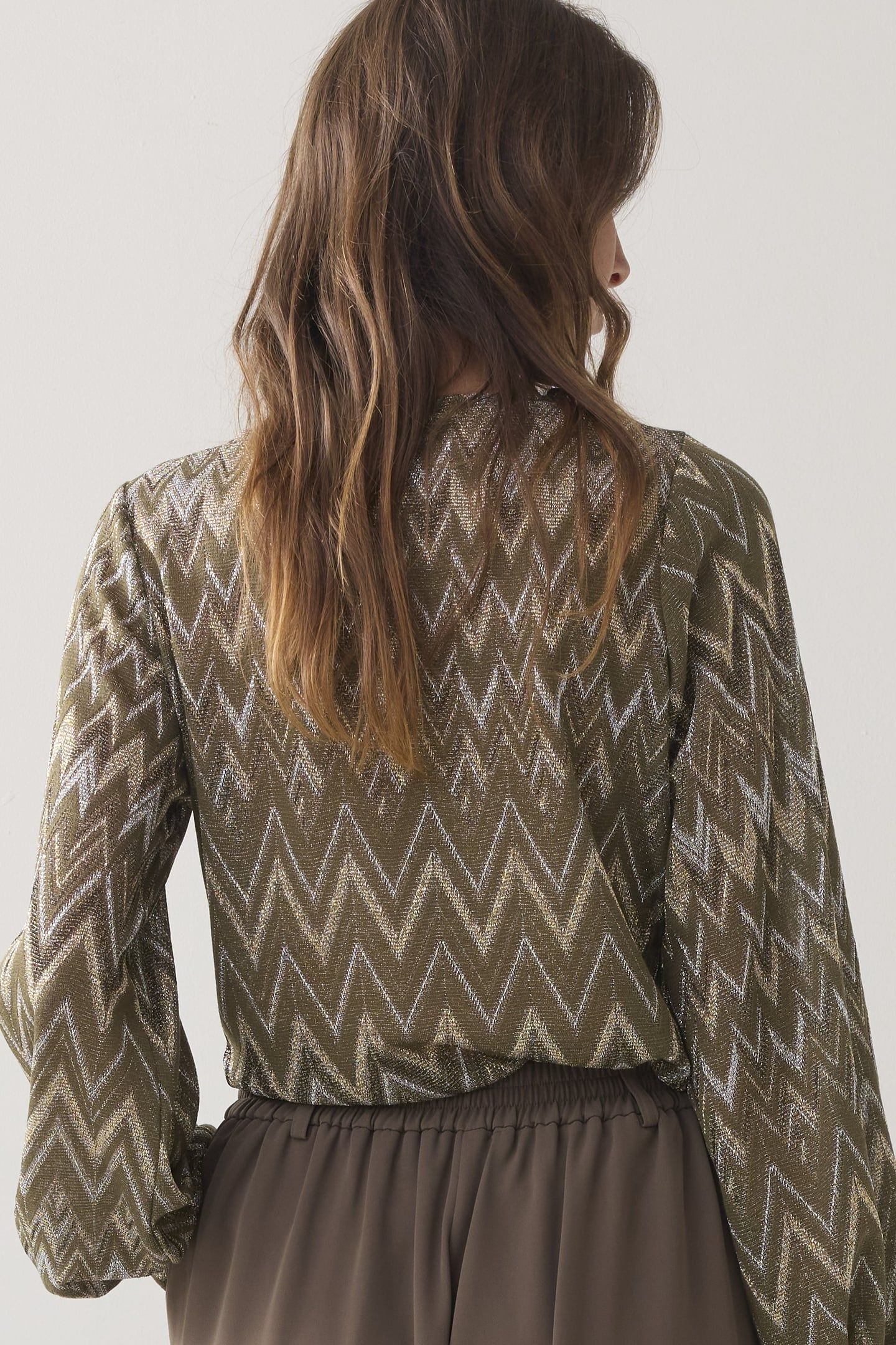 TOP LONG SLEEVE ZIG ZAG LUREX DARK CAMO 3