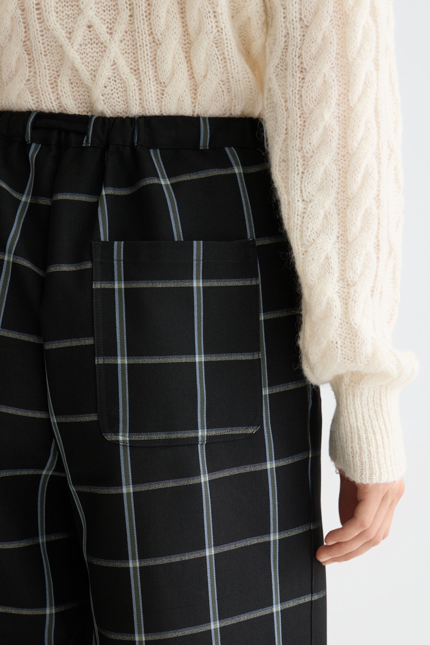 EZRA - HIGH RISE DRAWSTRING PANT METEORITE WINDOW PANE CHECK 4