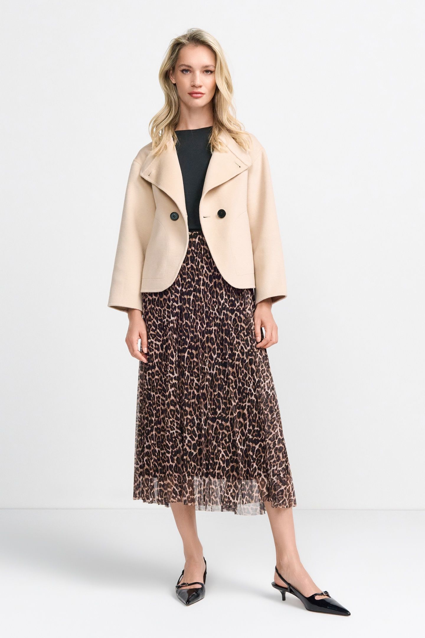 PRINTED TULLE SKIRT CAFFEE LATTE 1