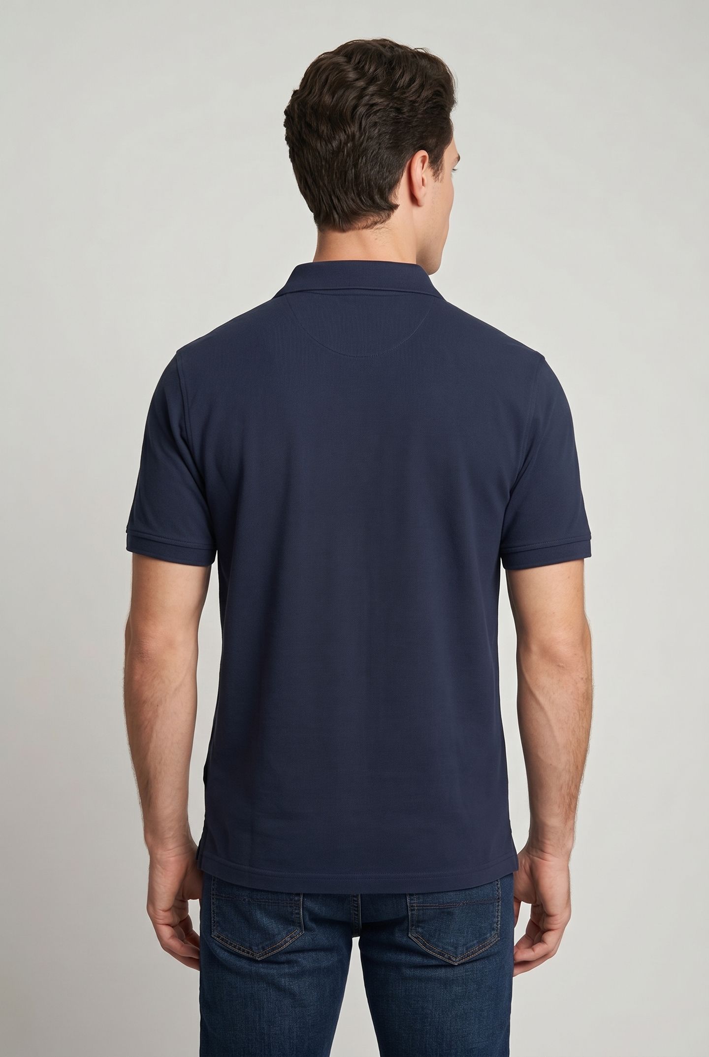 BRANDED COLLAR SHORT SLEEVE POLO NAVY 2