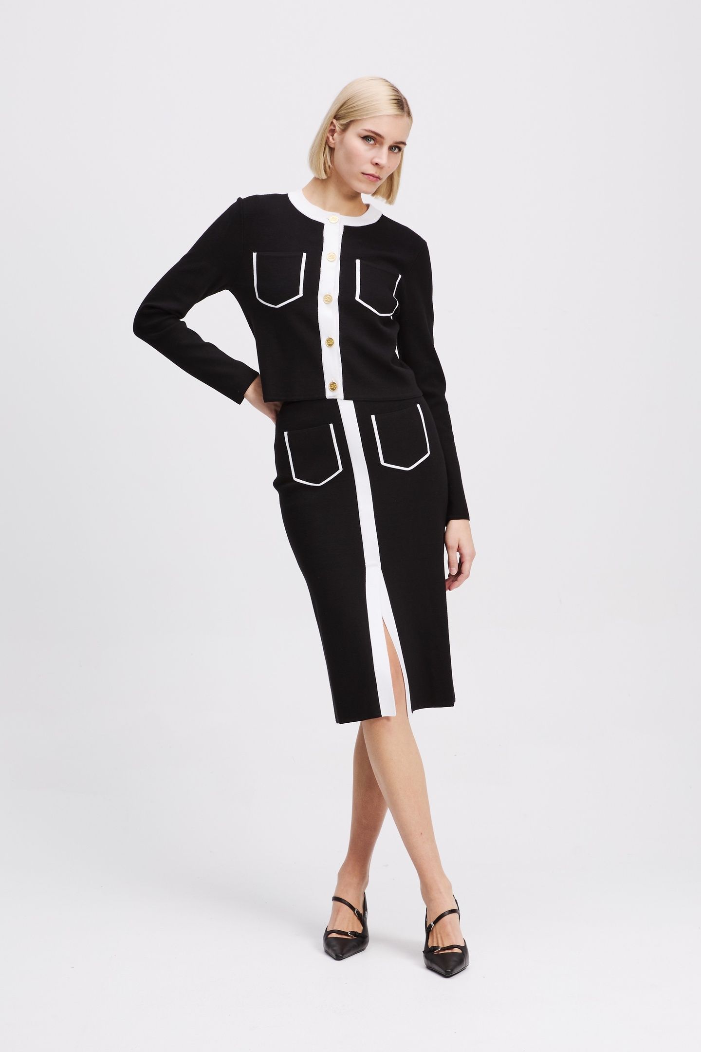 BW KNIT CARDIGAN WHITE/BLACK 5
