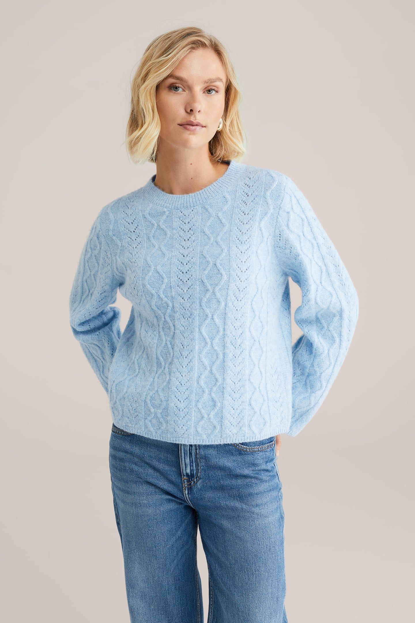 KNITTED PULLOVER LIGHT BLUE 1