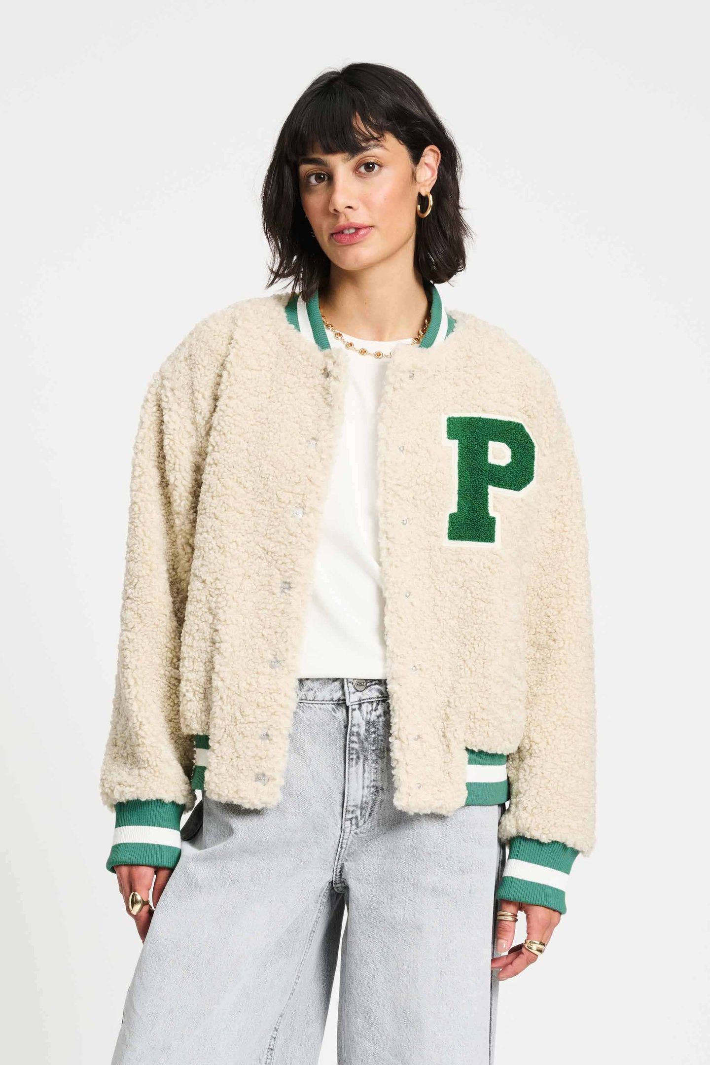 JACKET - TEDDY BASEBALL ECRU 2