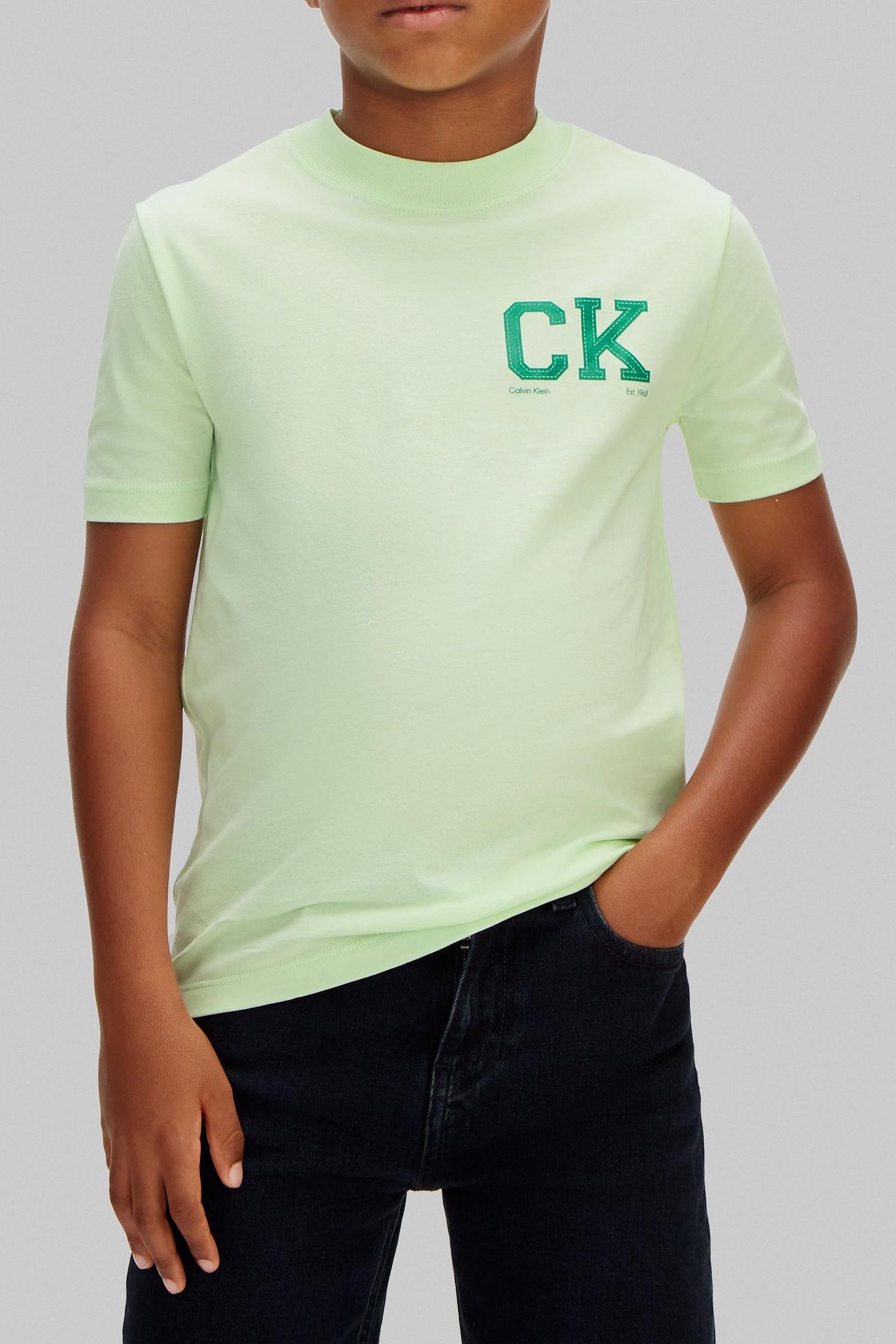 BOYS CK CHEST LOGO SS T-SHIRT PATINA GREEN 1