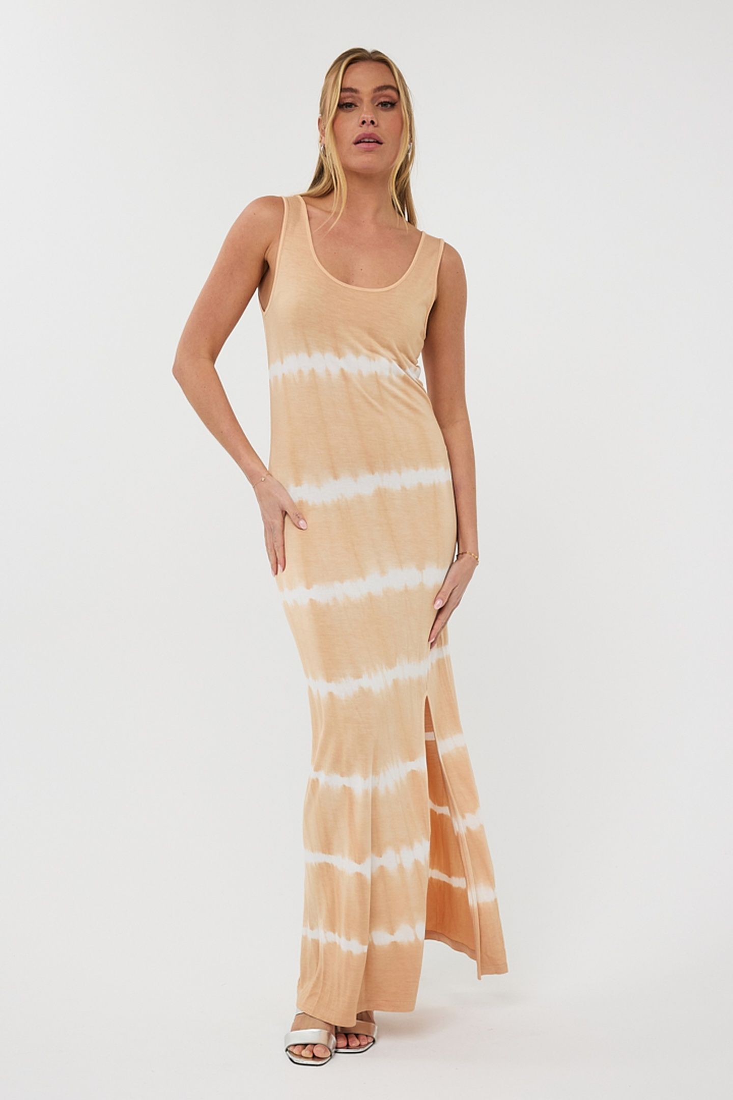 DRESS LONG SPLIT TIE DYE SAND 2