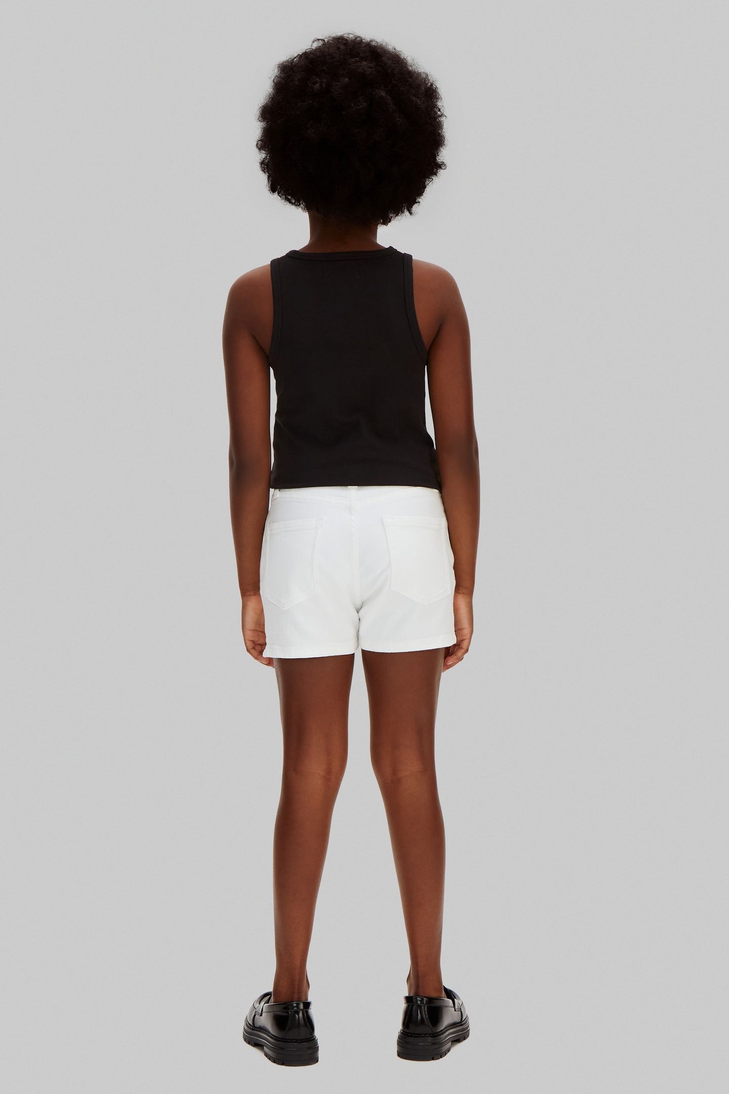 GIRLS HR RELAXED DENIM SHORTS WHITE 2