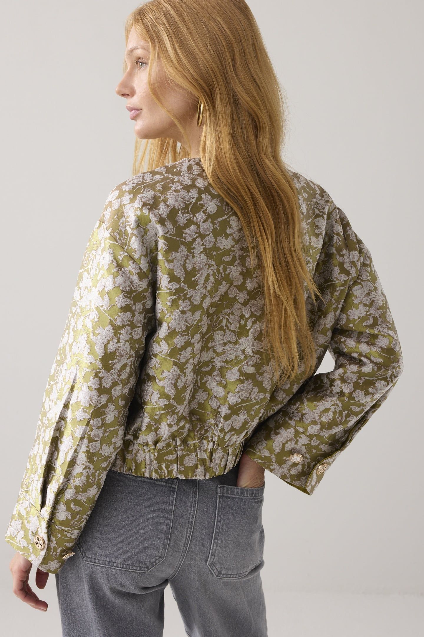 JACKET BOMBER LEAVES JAQUARD MISTY LIME 3