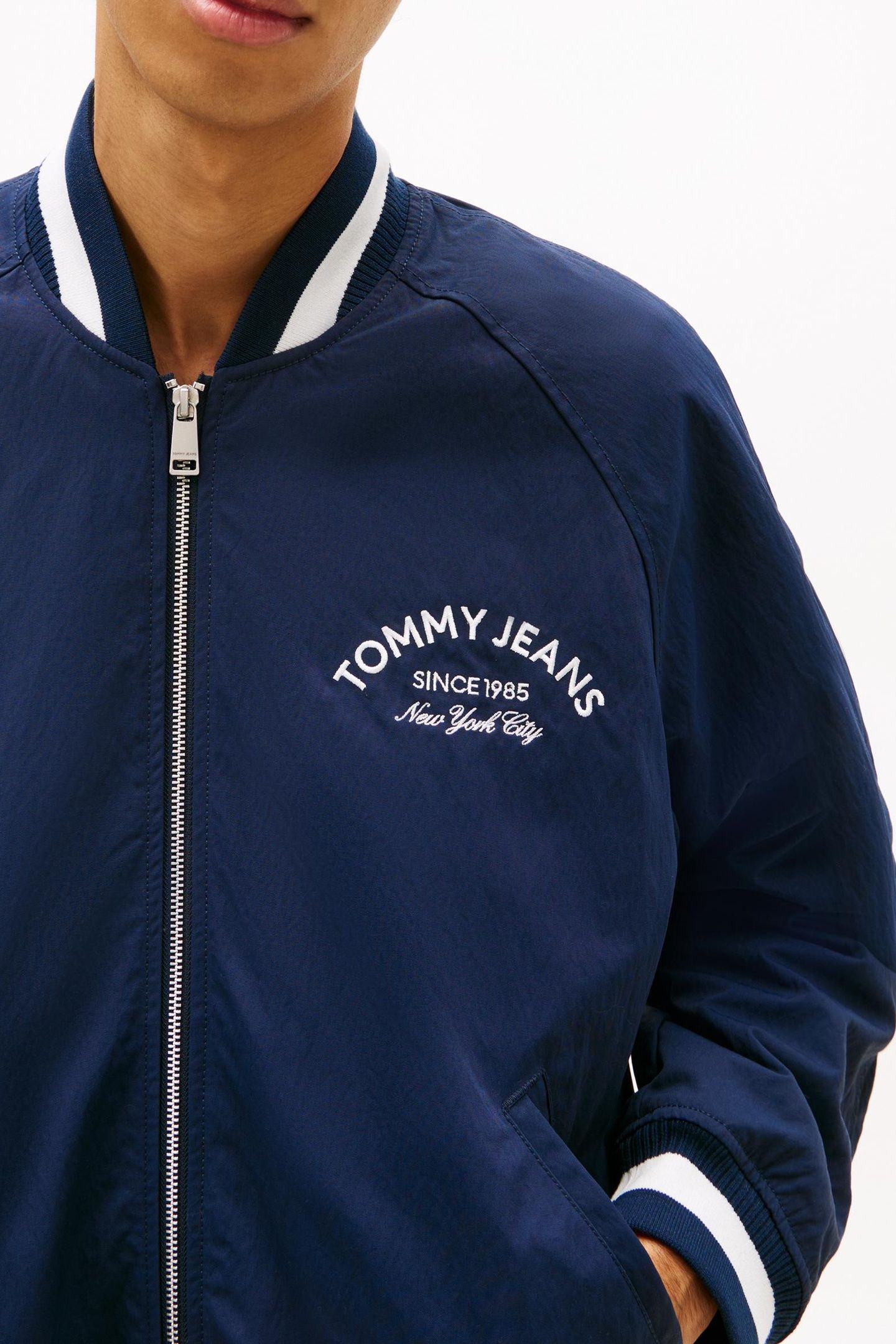TJM VARSITY NYLON BOMBER JACKET DARK NIGHT NAVY 5