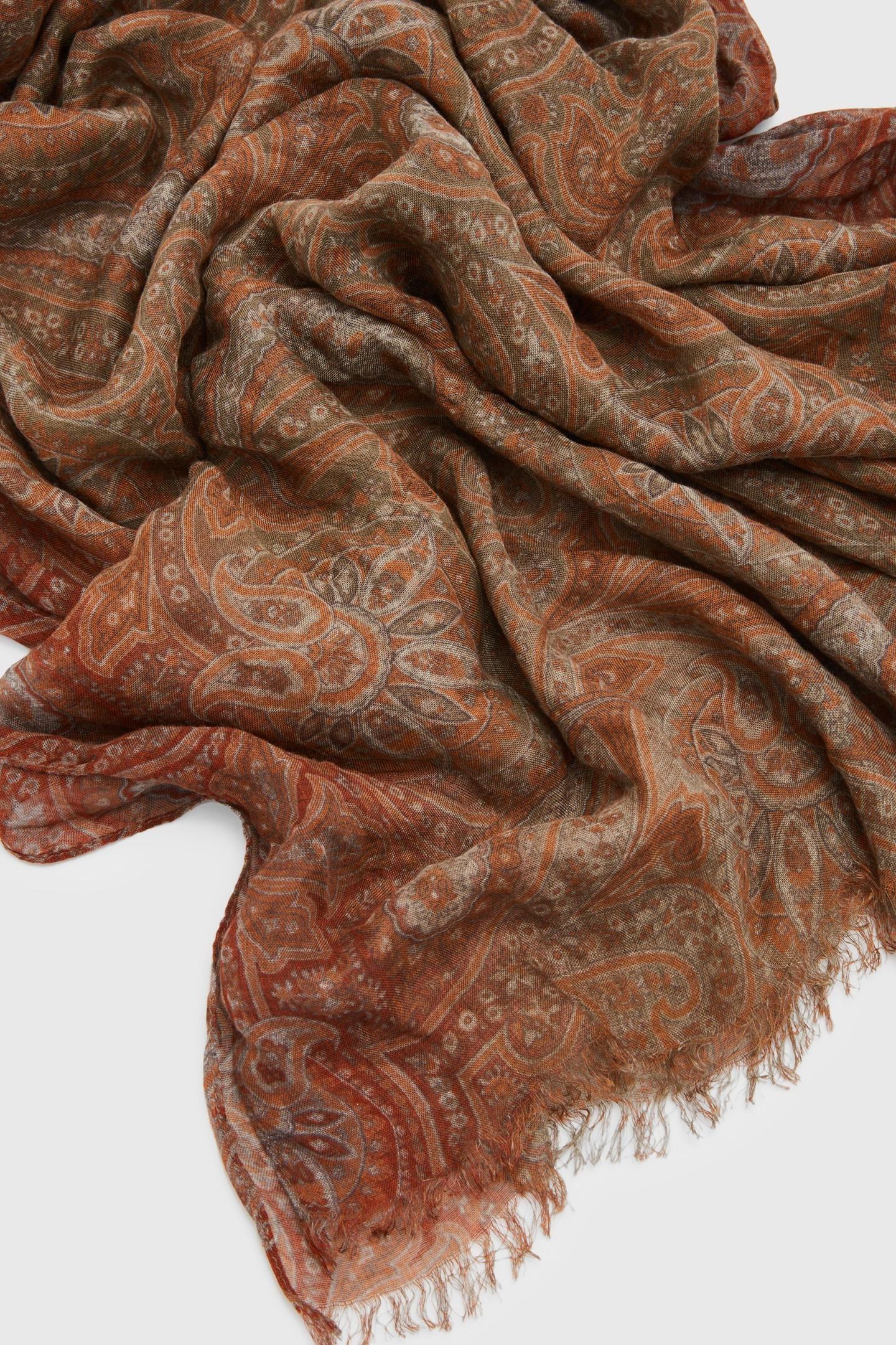 PAISLEY PRINTED SCARF RUST 3