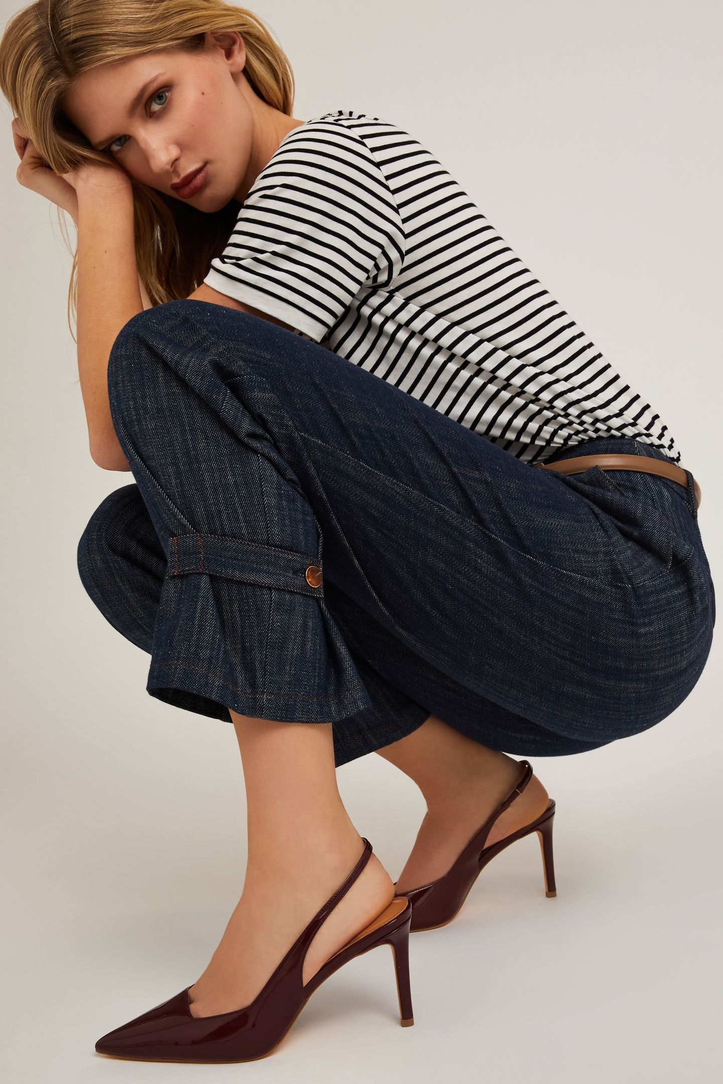 TROUSERS WITH DENIM EFFECT STRAP ON THE HEM BLUE 5
