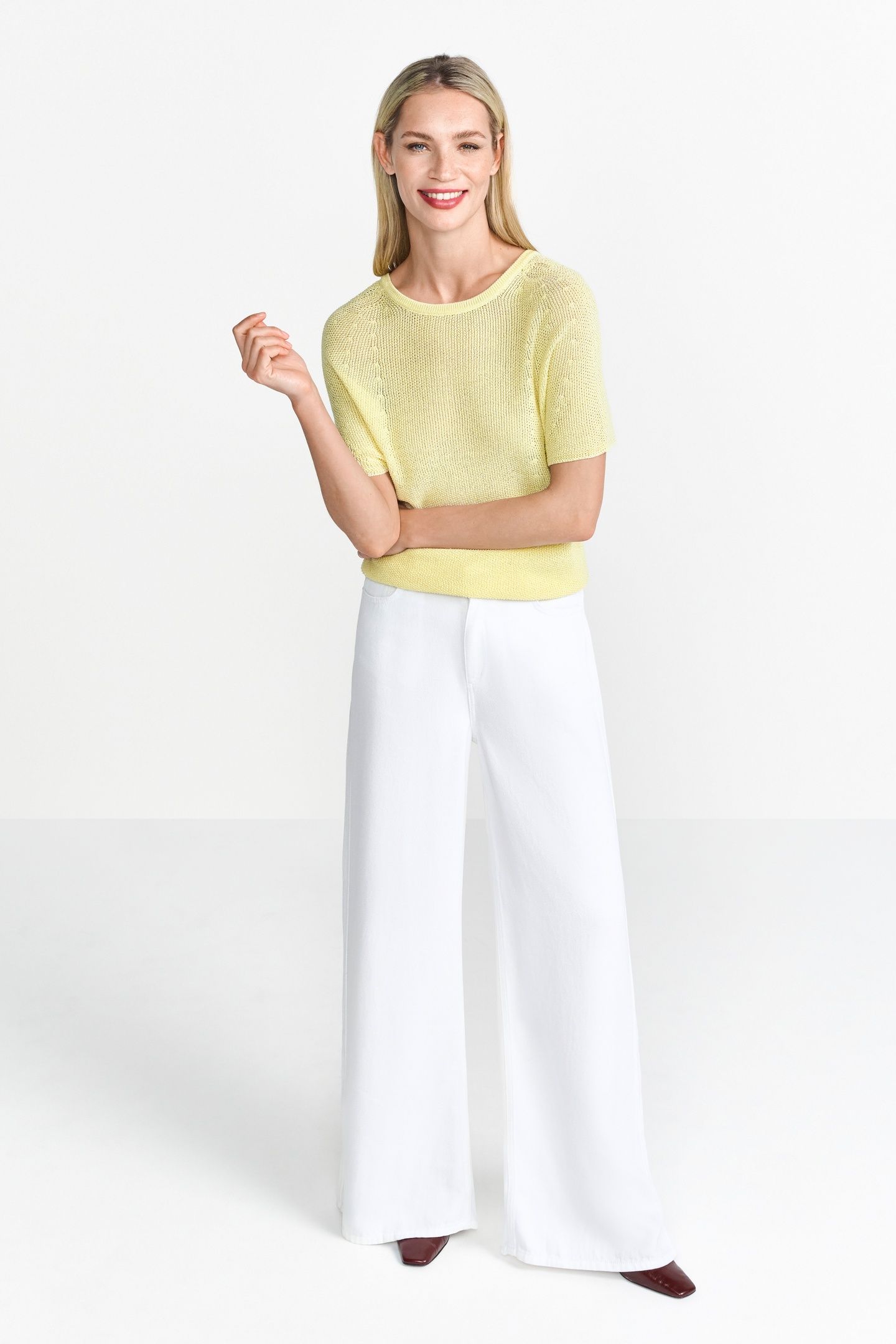 CREW NECK SHINY YARN LIGHT VANILLA 1