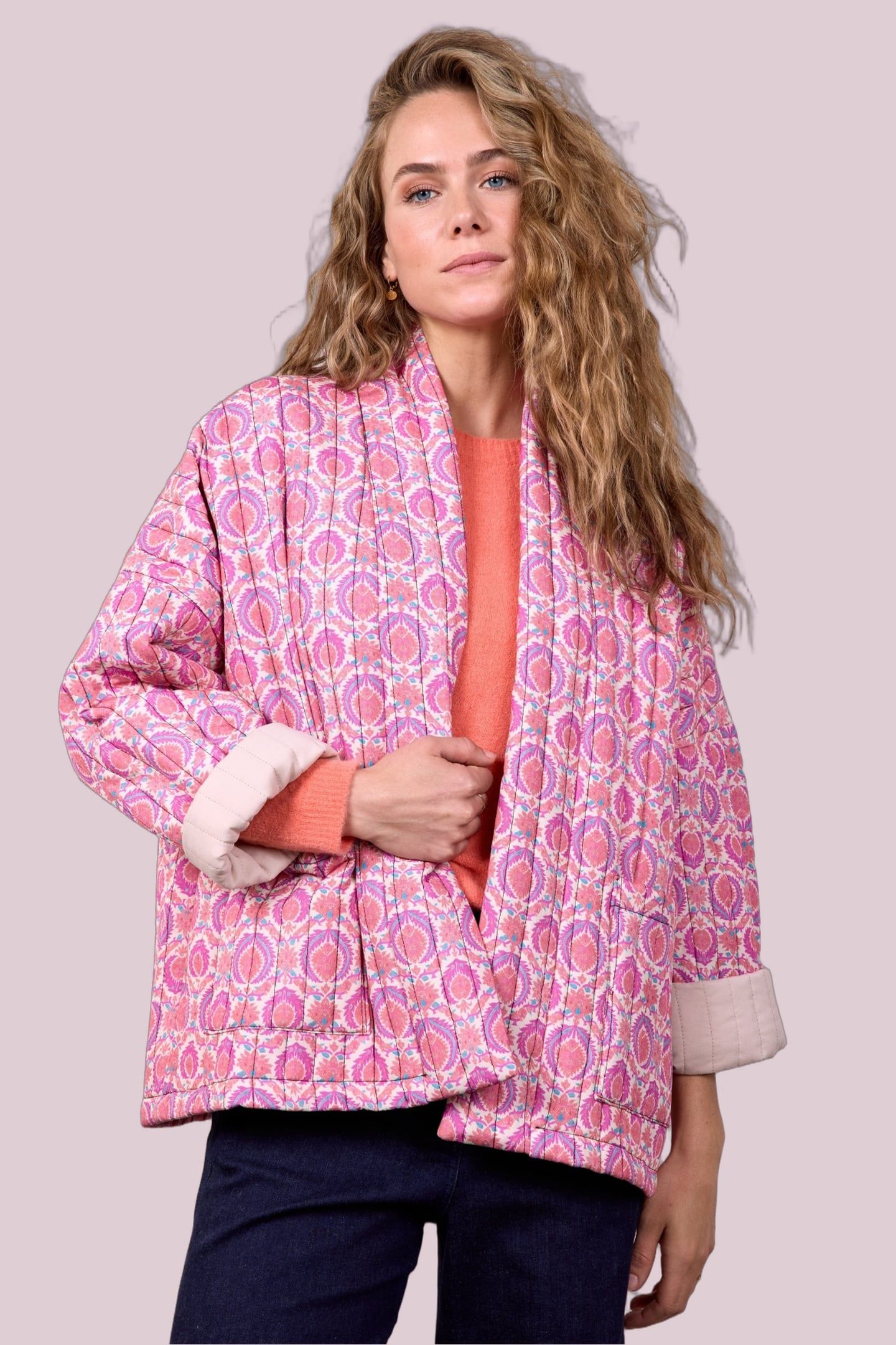 BLAZER BELLA PADDED PINK GRANITO PRINT 1