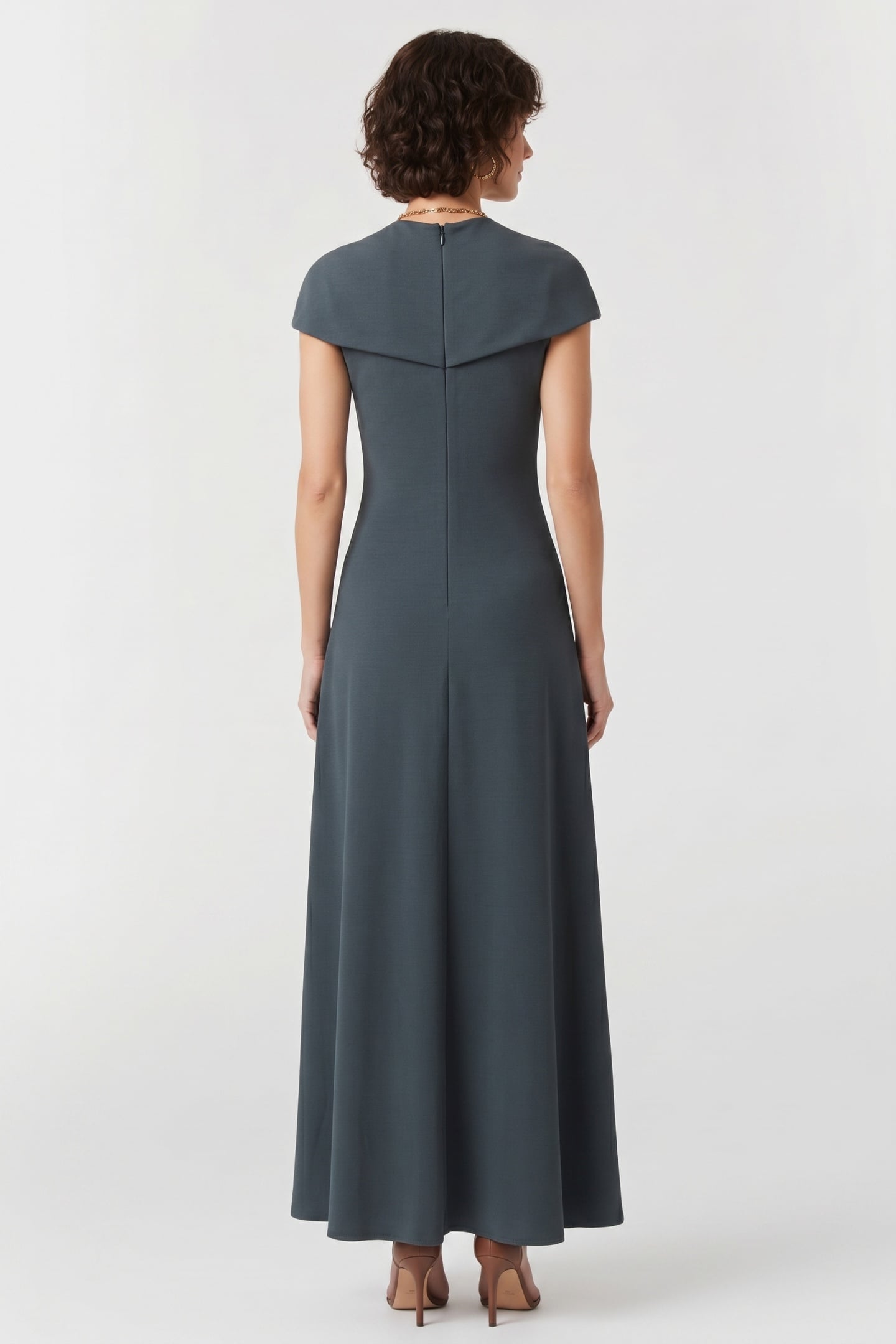 KNITTED CAP SLEEVE MAXI DRESS TEAL 2