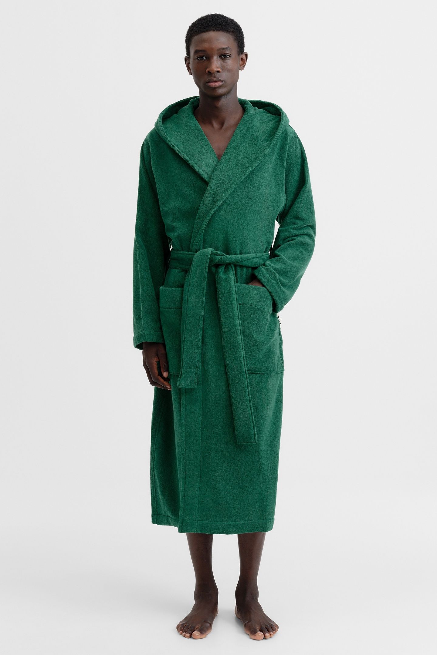 UNISEX HOODED BATHROBE TEAL GREEN 4