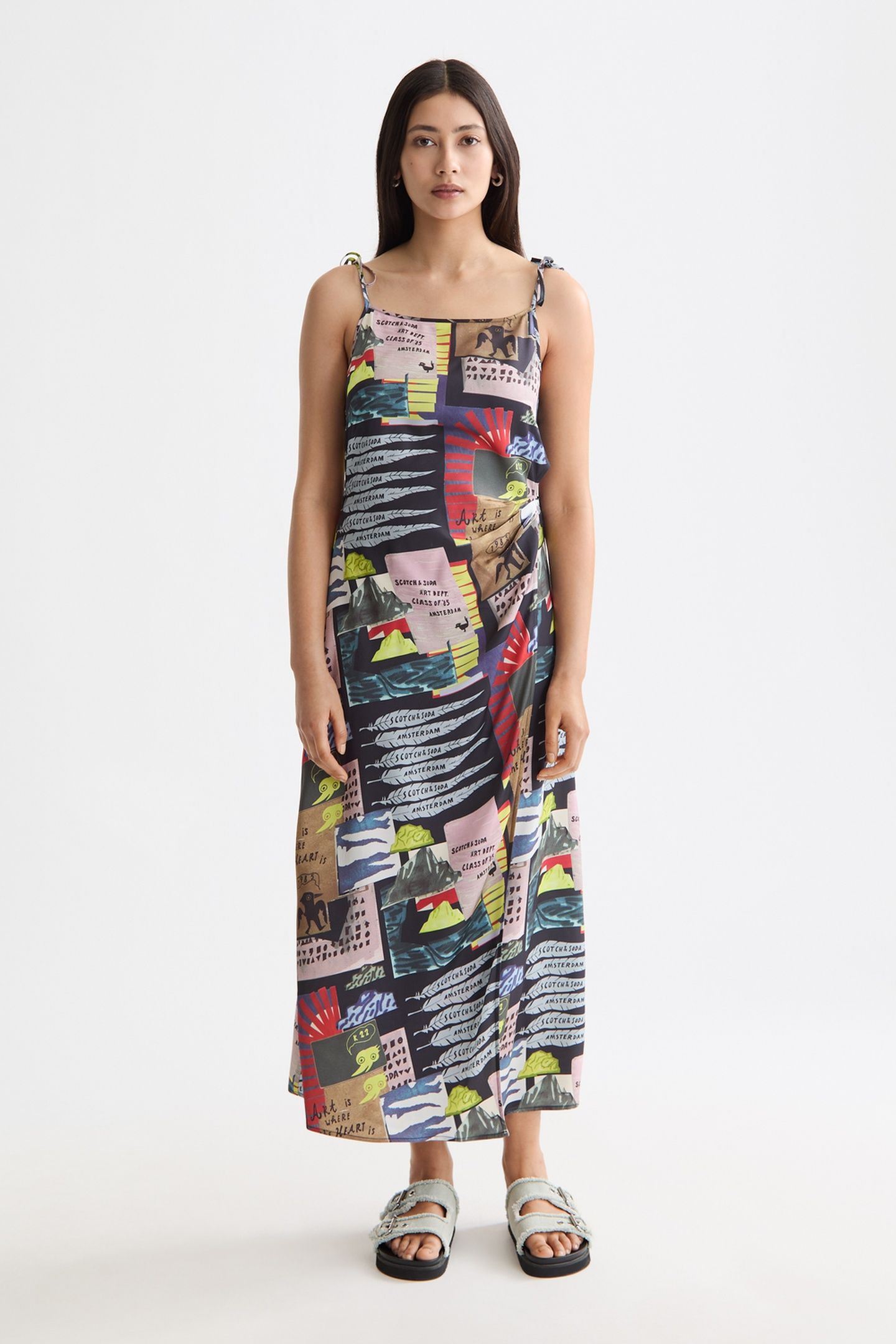 MIDI SLIP DRESS WITH TIED STRAPS AND DRAPED WAIST ART DEPT C 2