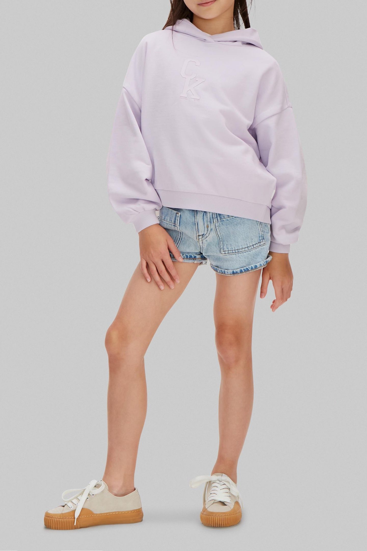 GIRLS CK HOODED SWEATSHIRT ISLAND LILAC 2