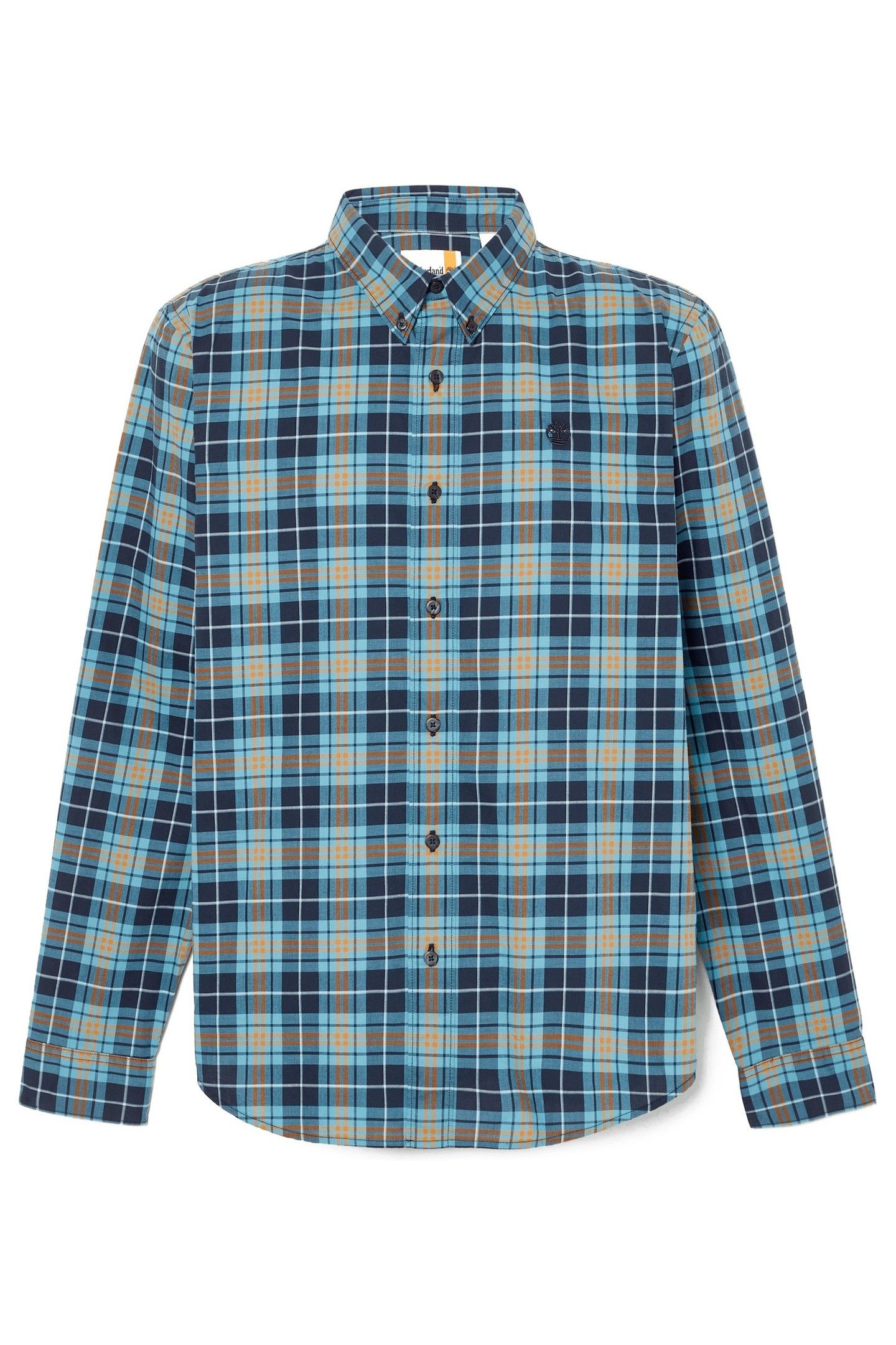 LS STRETCH POPLIN TARTAN SHIRT SLIM STORM BLUE YD 2