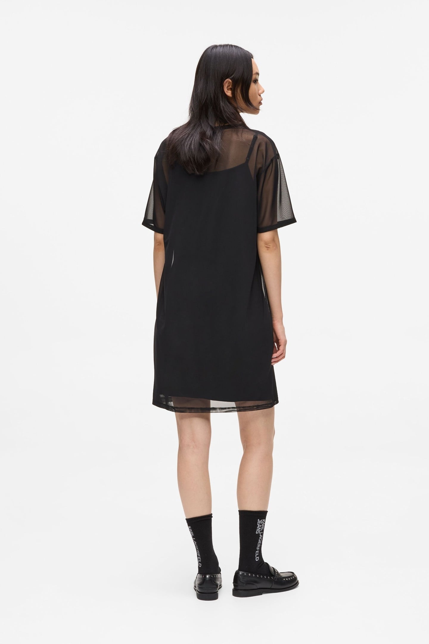 JERSEY X MESH DRESS BLACK 4