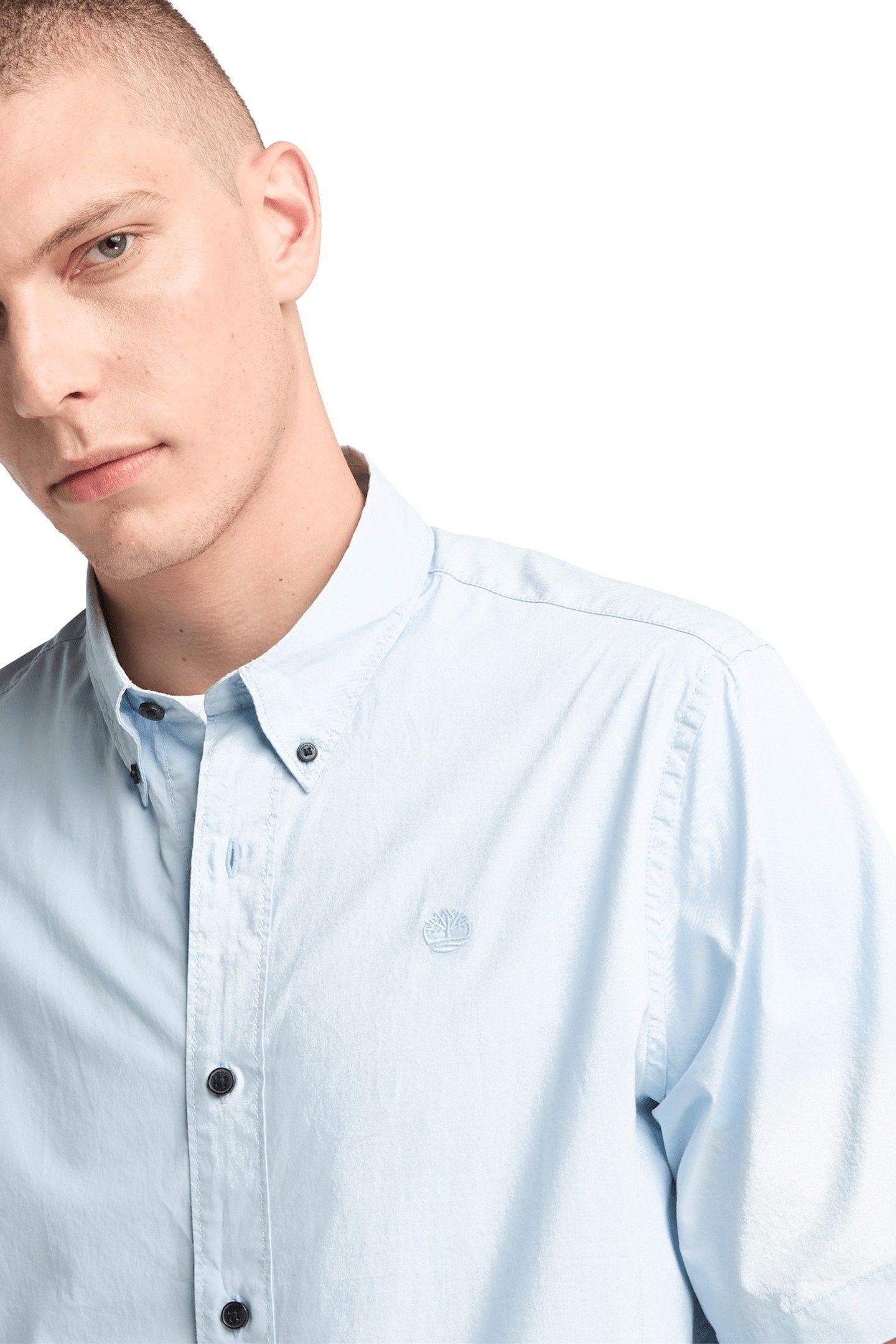 SHORT SLEEVE STRETCH POPLIN SHIRT LIGHT BLUE 5