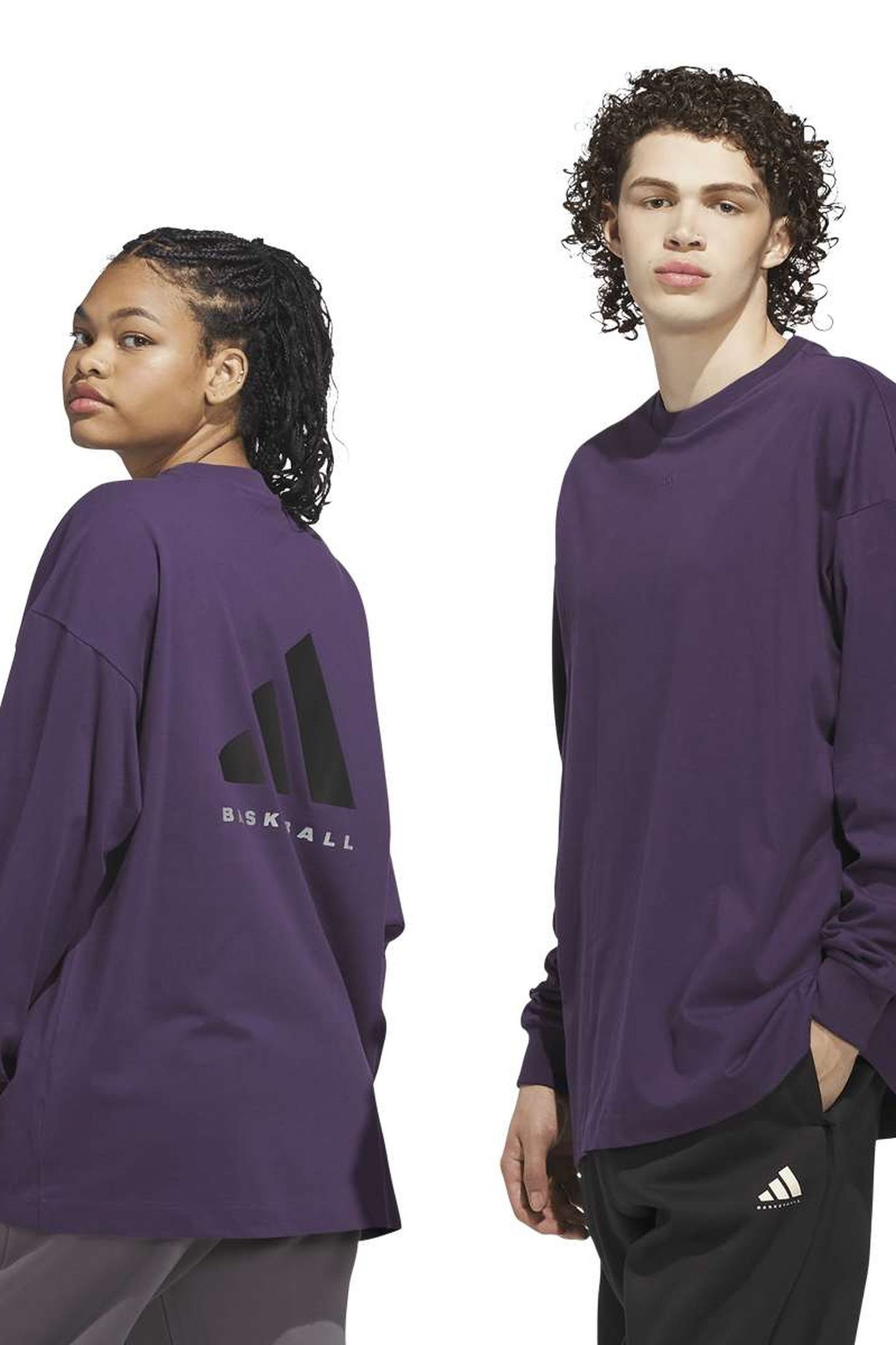 UNISEX PERFORMANCE ADIDAS BASKETBALL LONG SLEEVE TEE AURORA 2