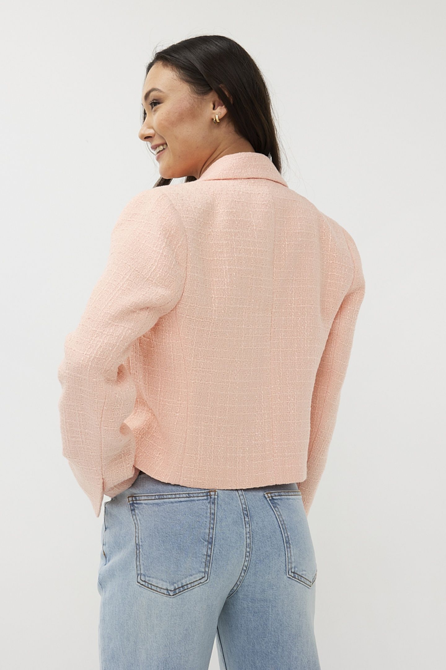 BLAZER DOUBLE BREASTED TWEED LIGHT APRICOT 4