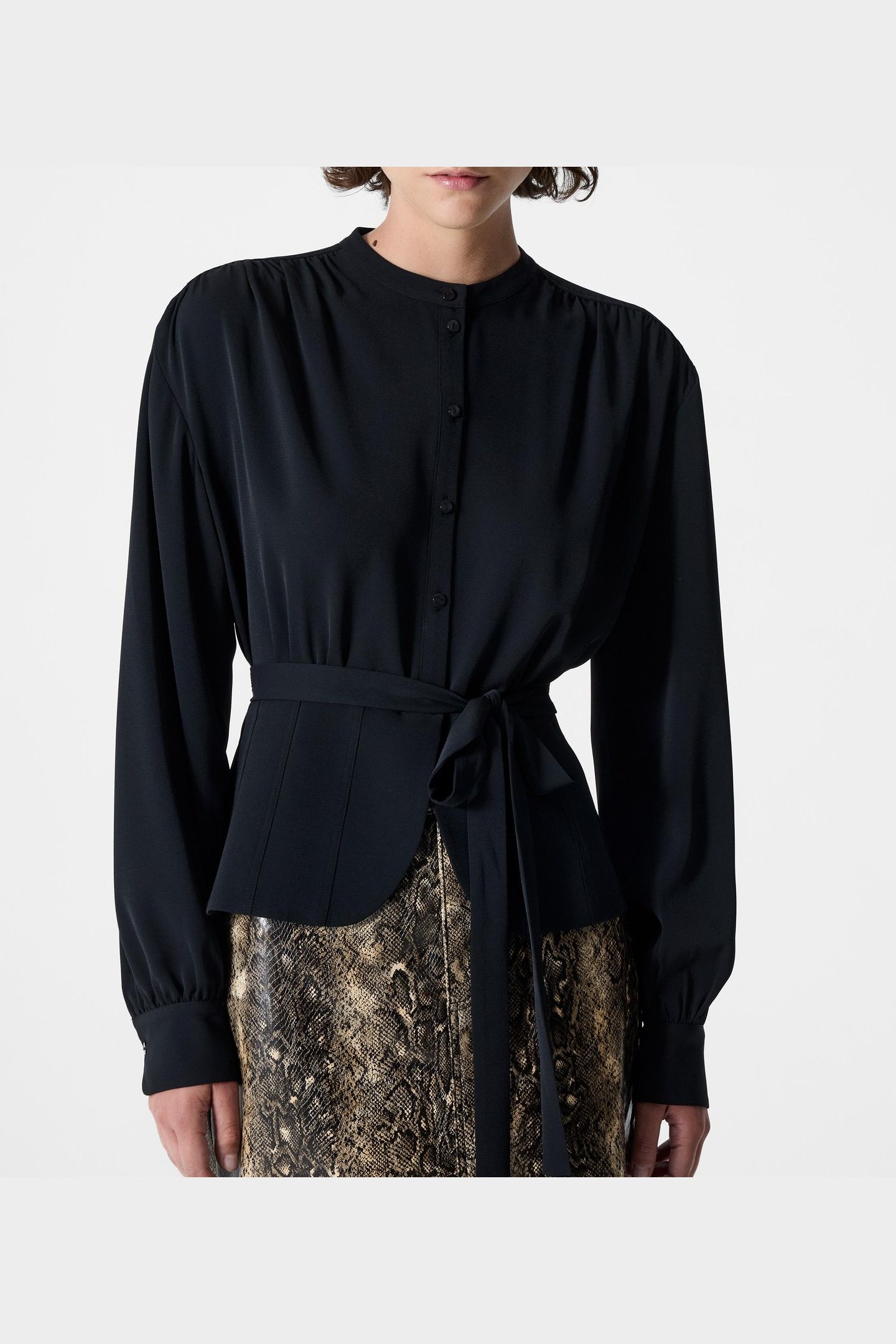 AREZZO LS WAIST TIE SHIRT BLACK 2