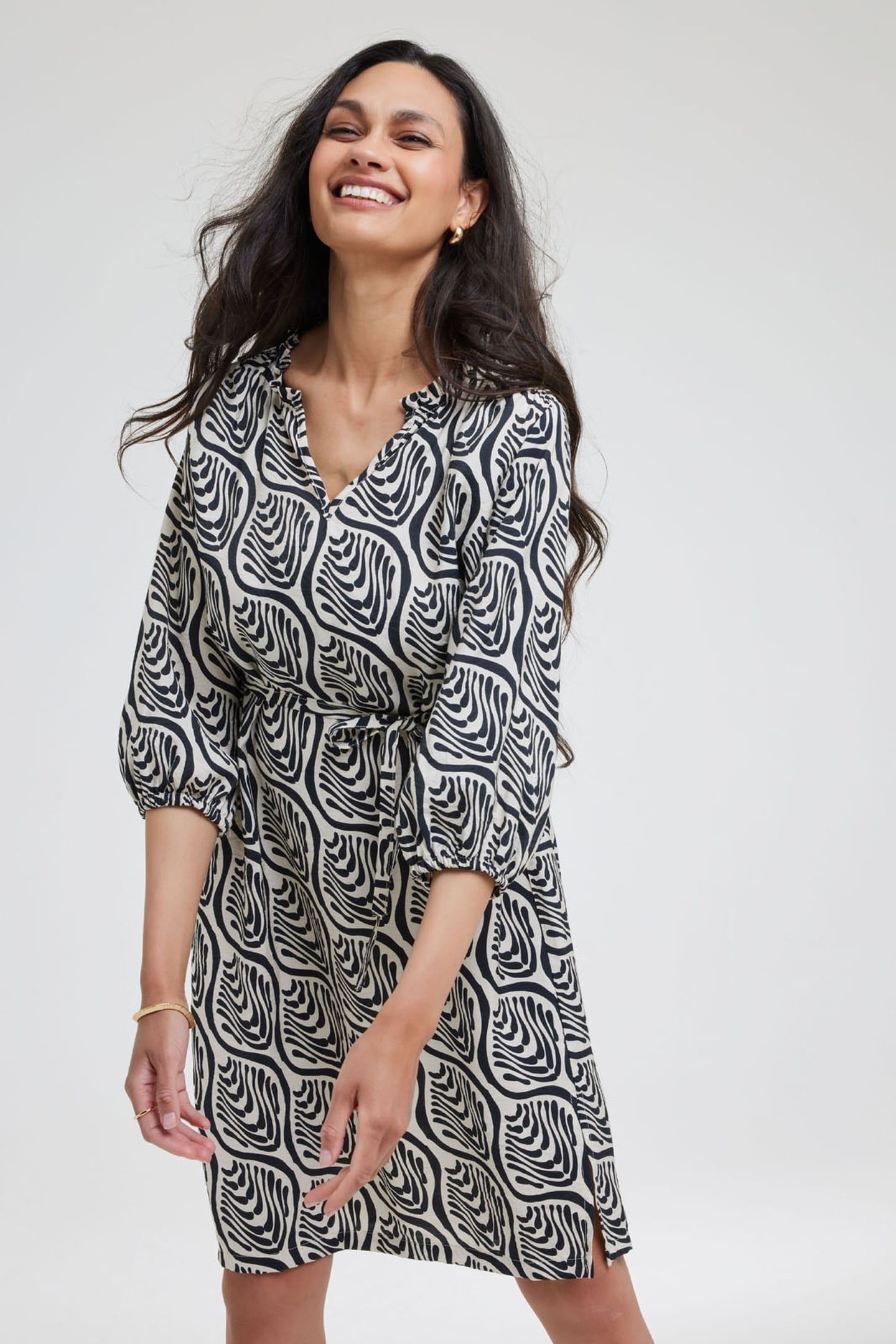 TUNIC ELVI FEATHER GREY WITH PALETTE PRINT 1