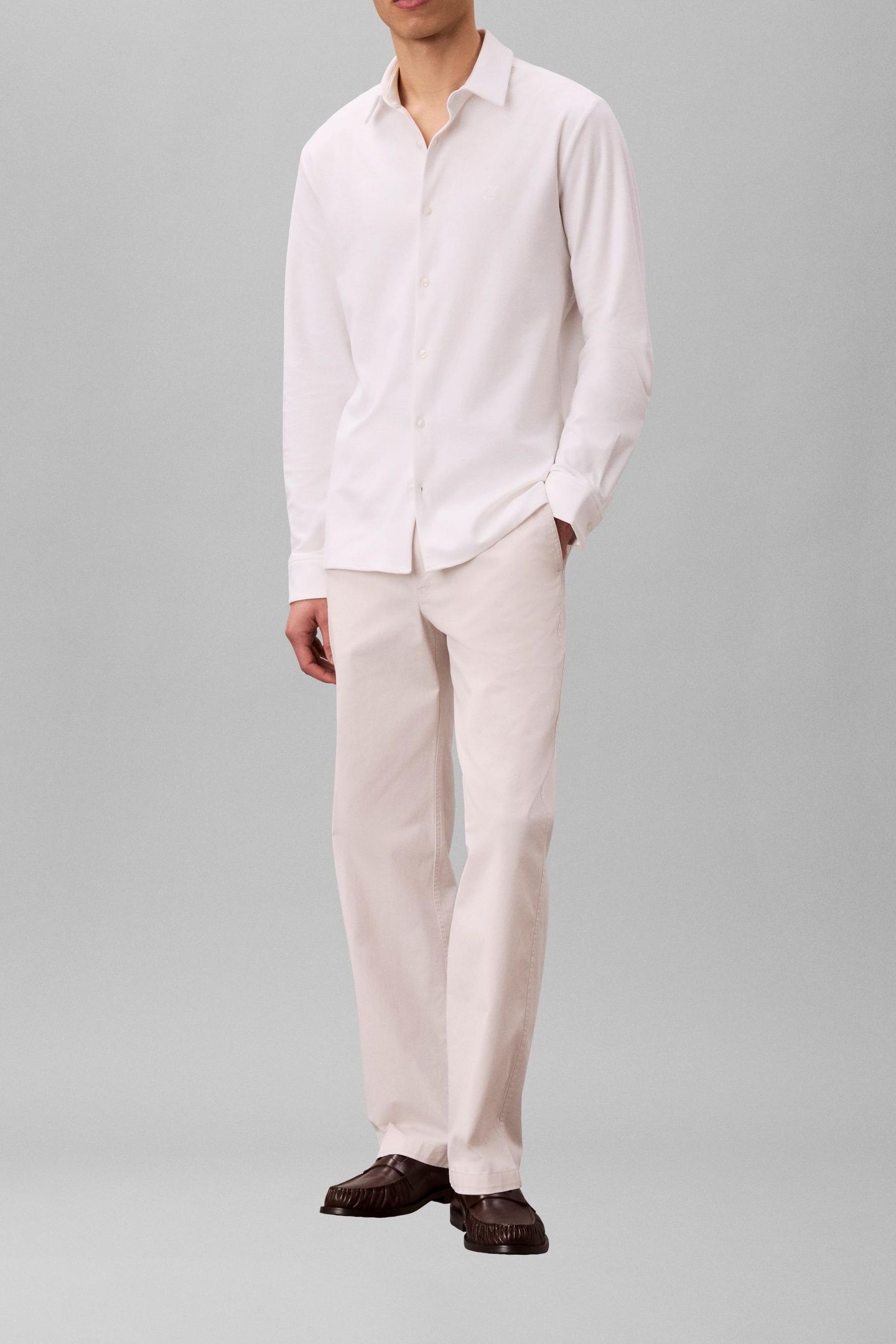 LS CASUAL PIQUE SLIM SHIRT BRILLIANT WHITE 2