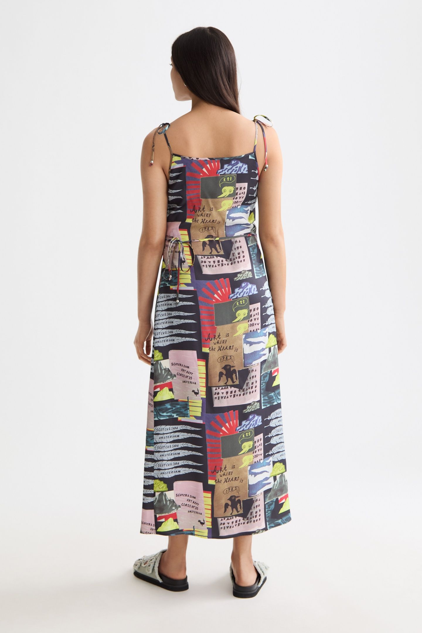 MIDI SLIP DRESS WITH TIED STRAPS AND DRAPED WAIST ART DEPT C 3