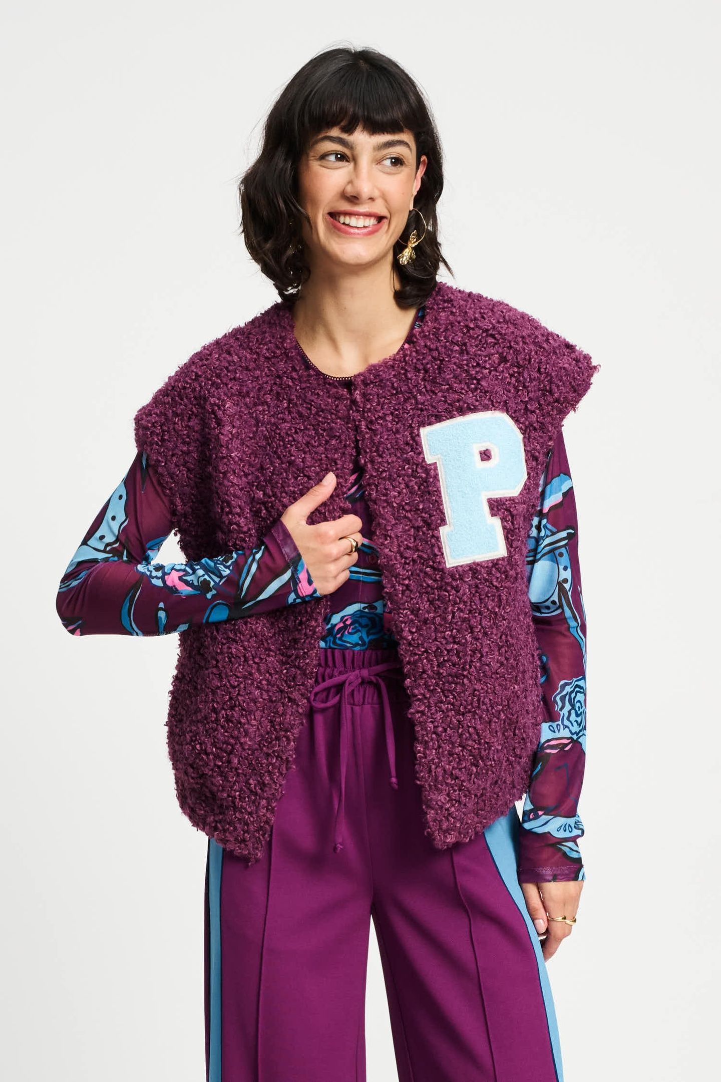 GILET - TEDDY BASEBALL PLUM 2
