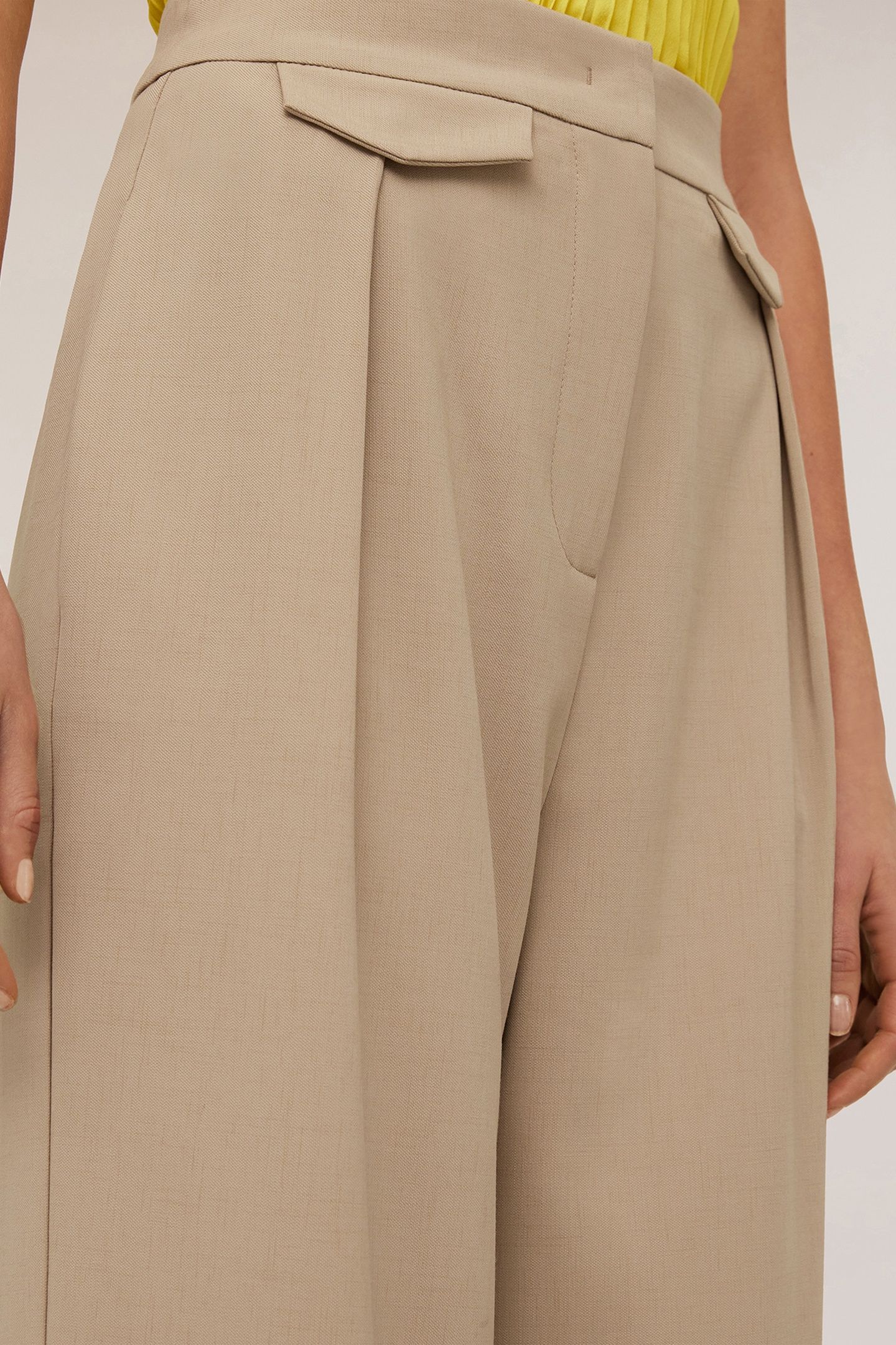 PALAZZO TROUSERS WITH PLEATS AND POCKET DESIGN BEIGE 5